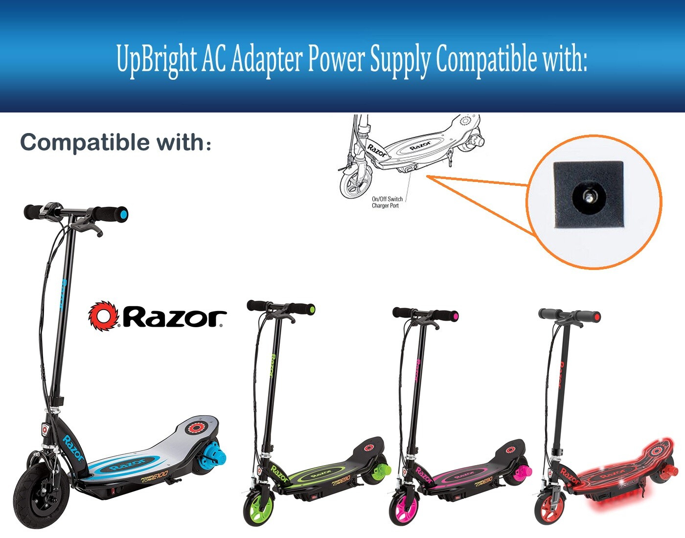 AC Adapter for Razor Kids Toy Motorized Electric Scooter 12V 1A Battery Charger