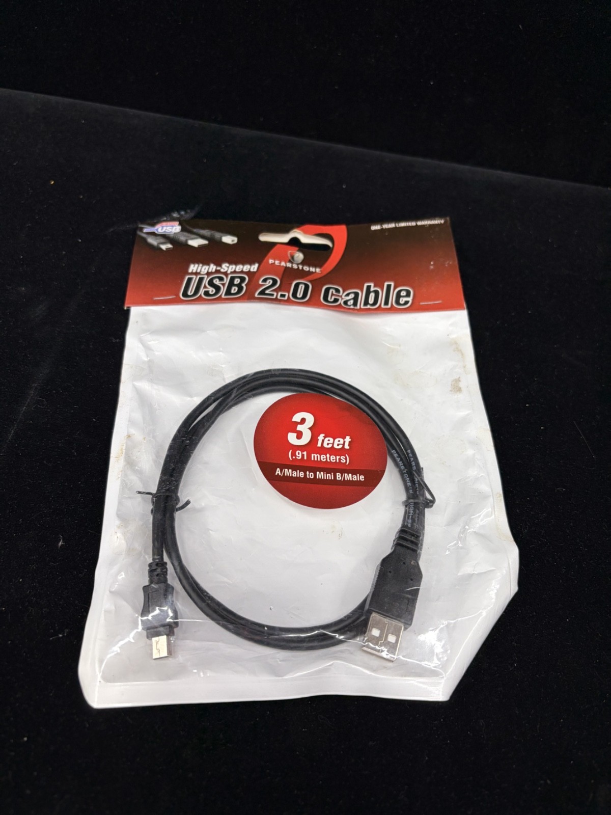 Pearstone USB 2.0 Type A Male to Type B Male Cable – 3′