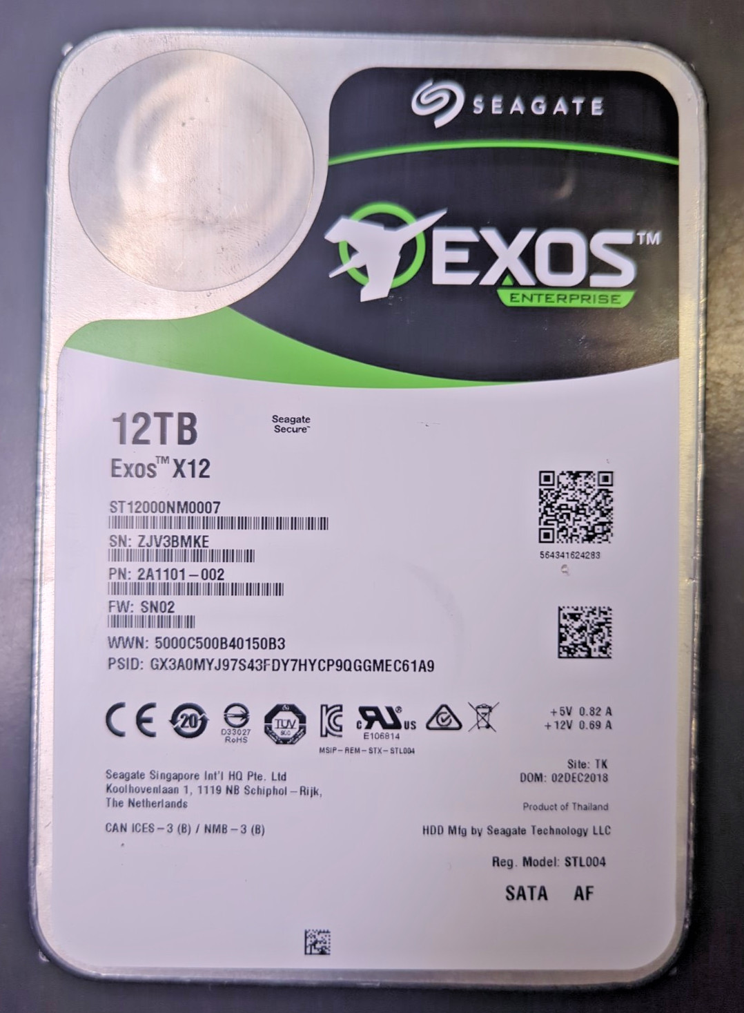 Seagate Exos X12 12TB Enterprise Hard Drive HDD SATA 6Gb/s ST12000NM0007 GRADE B