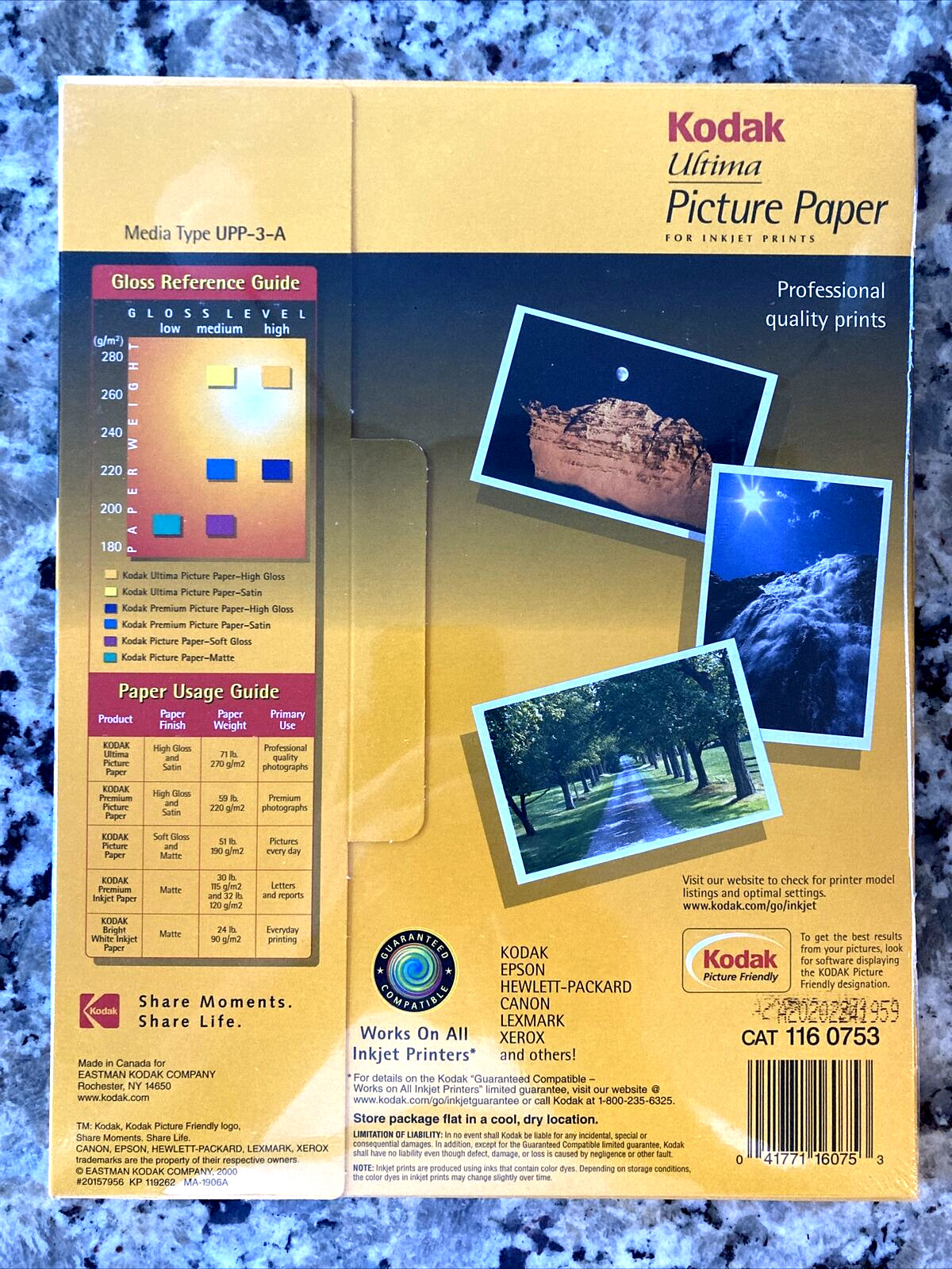 Kodak Ultima Picture Paper for Inkjet Prints 25 Sheets High Gloss 10 mil 8.5×11
