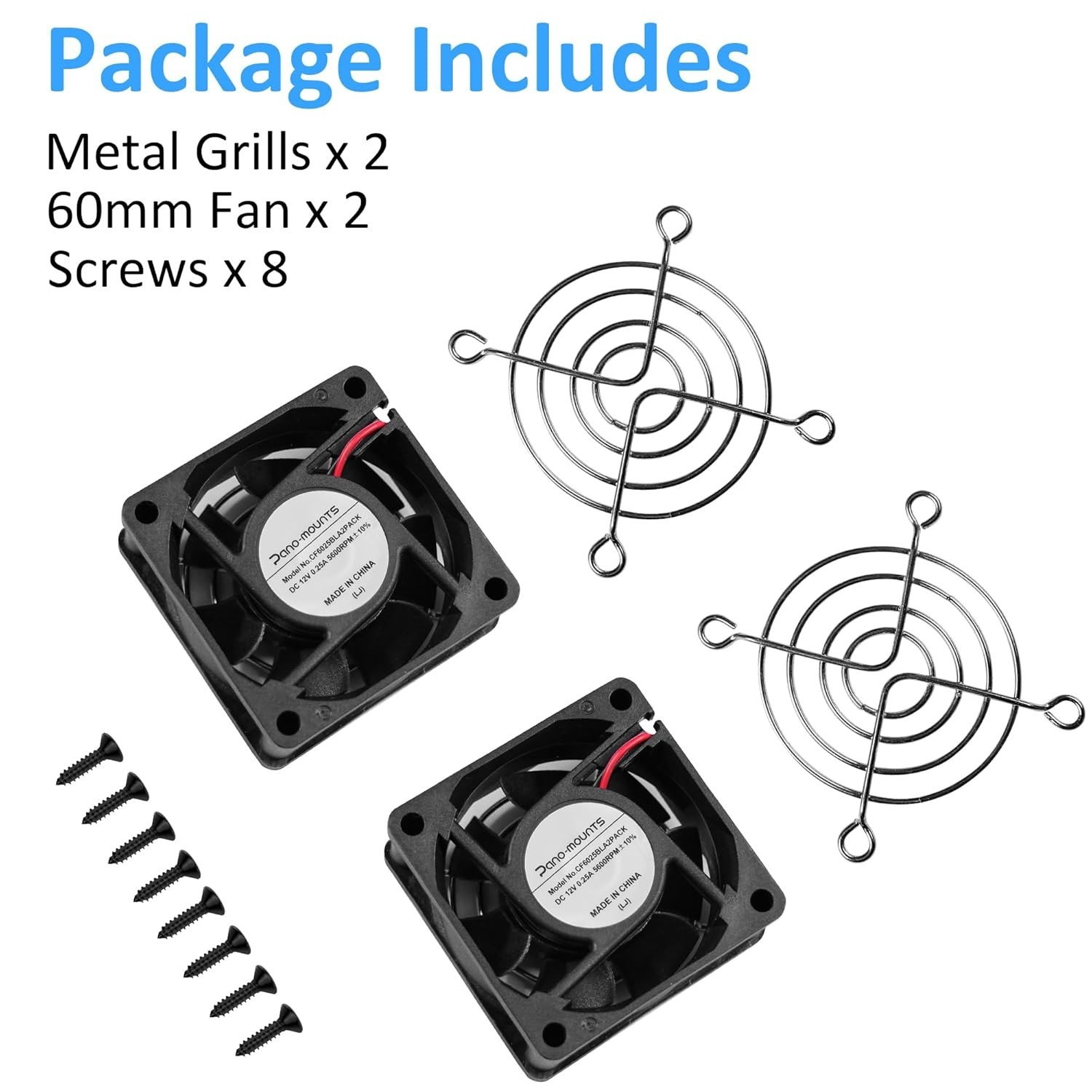 Durable 60x25mm 12V Cooling Fan – 2-Pin, High Performance for Amps