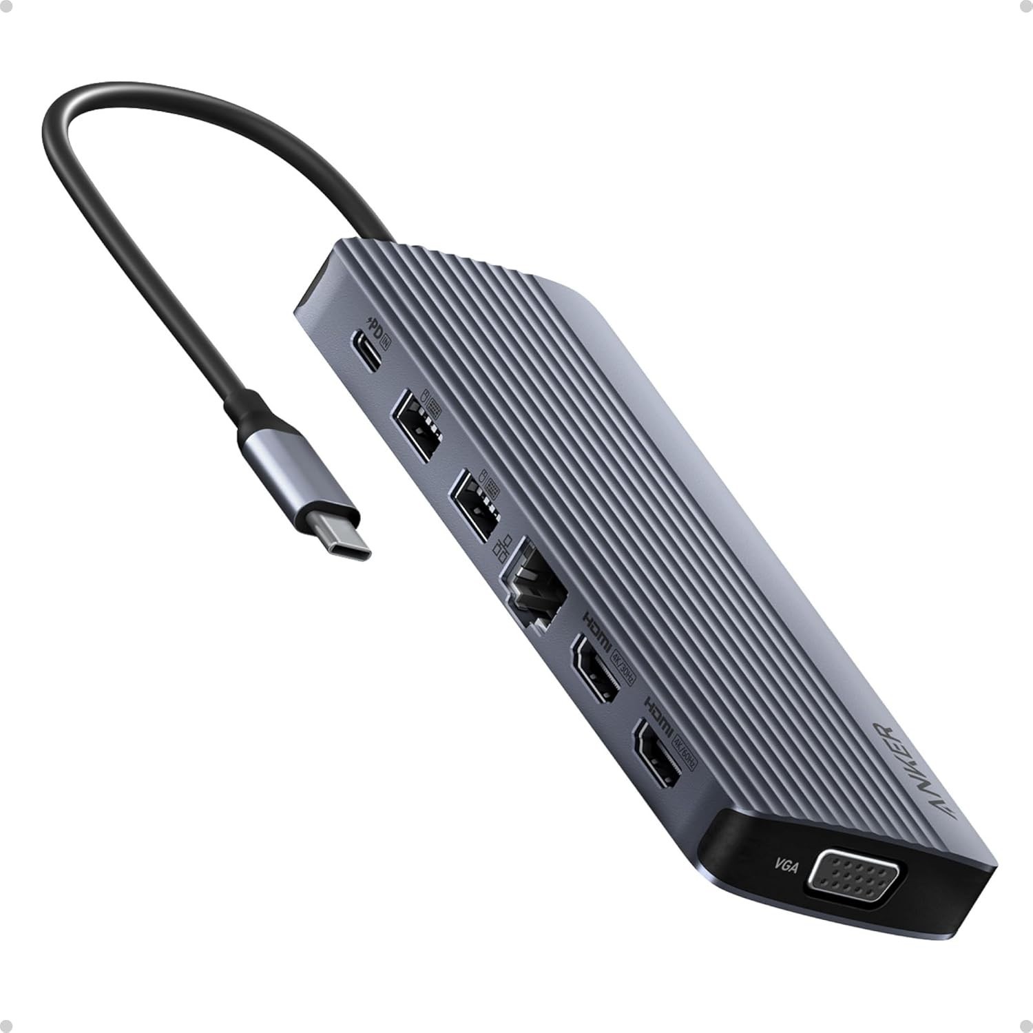 Anker 14in1 USB C Hub Docking Station Triple Display 2x4K HDMI 1080P VGA