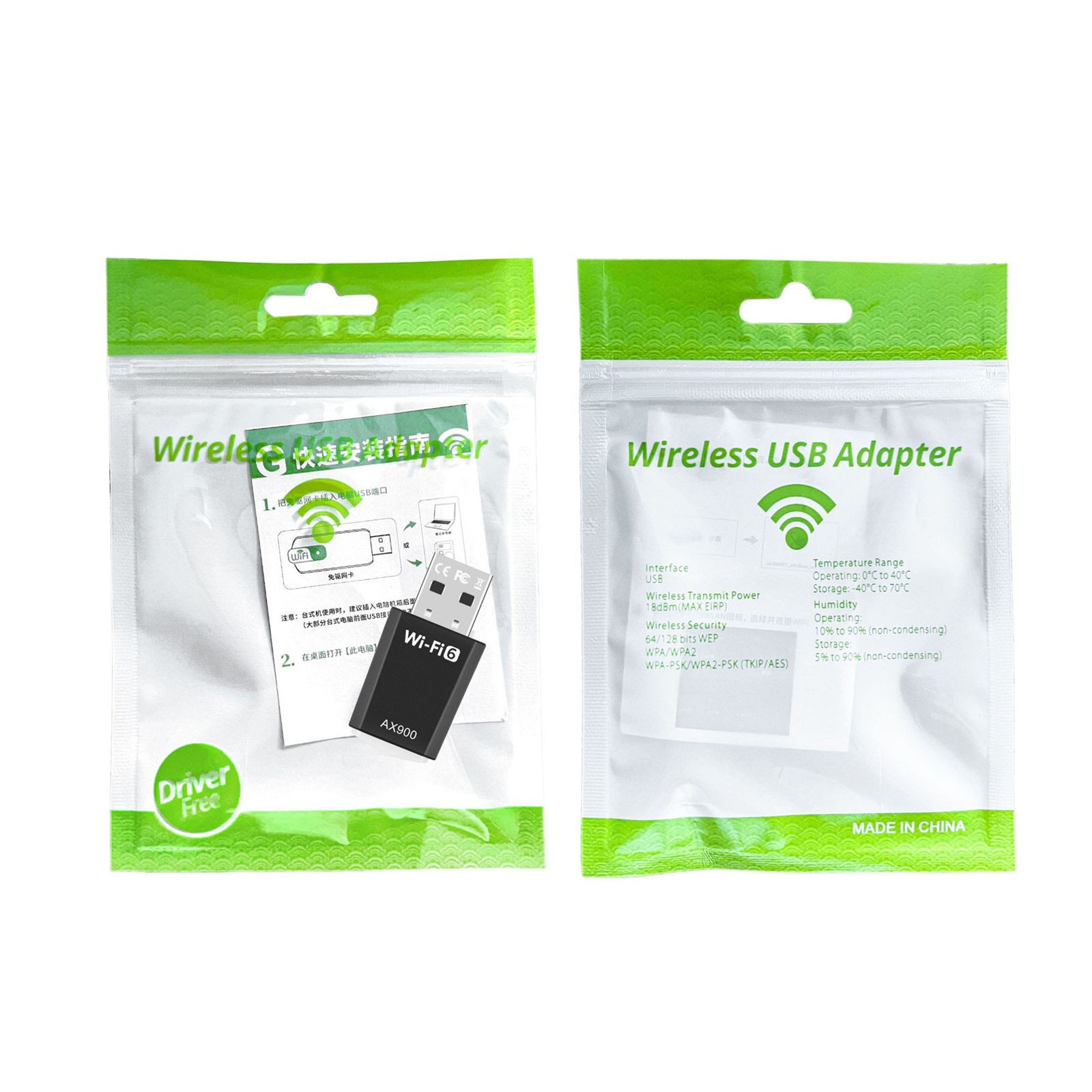 USB WiFi 6 Adapter 900Mbps Dual Band 2.4/5Ghz Wireless Network Dongle 802.11ax