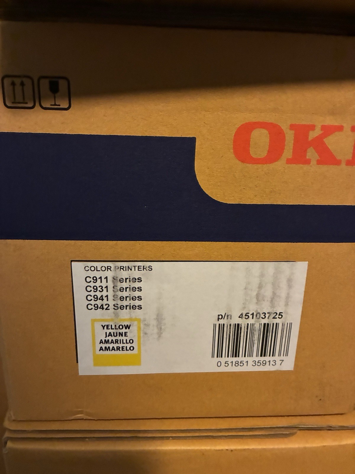 OKI Genuine Image drum Yellow 45103725 for C911 C931 C941 C942 Series