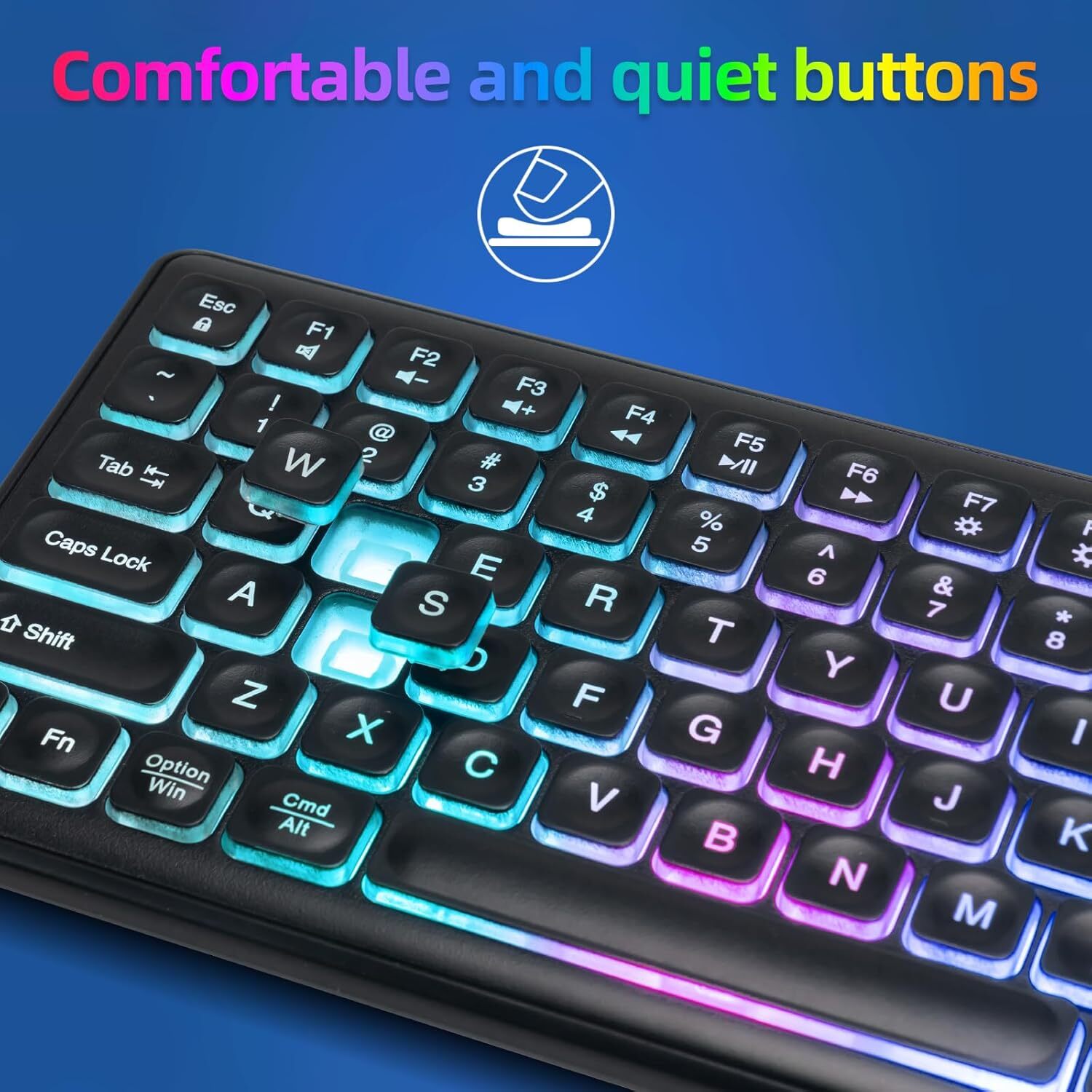 Wireless Keyboard Mouse Combo RGB LED Silent Rechargeable 2.4GHz for PC Mac PS5