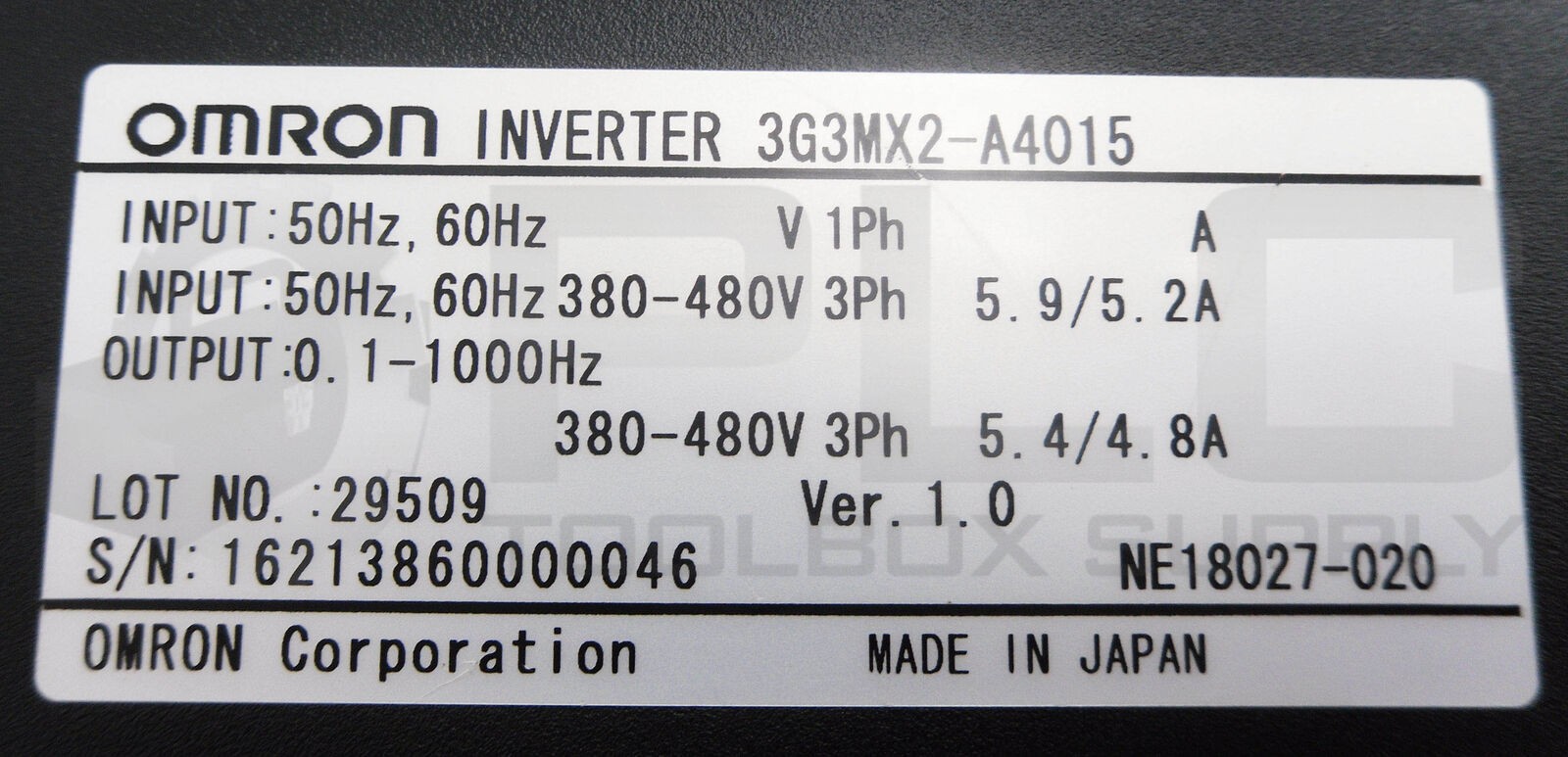 NEW OMRON 3G3MX2-A4015 COMPACT INVERTER 50/60HZ 3PH 380-480V 5.9/5.2A