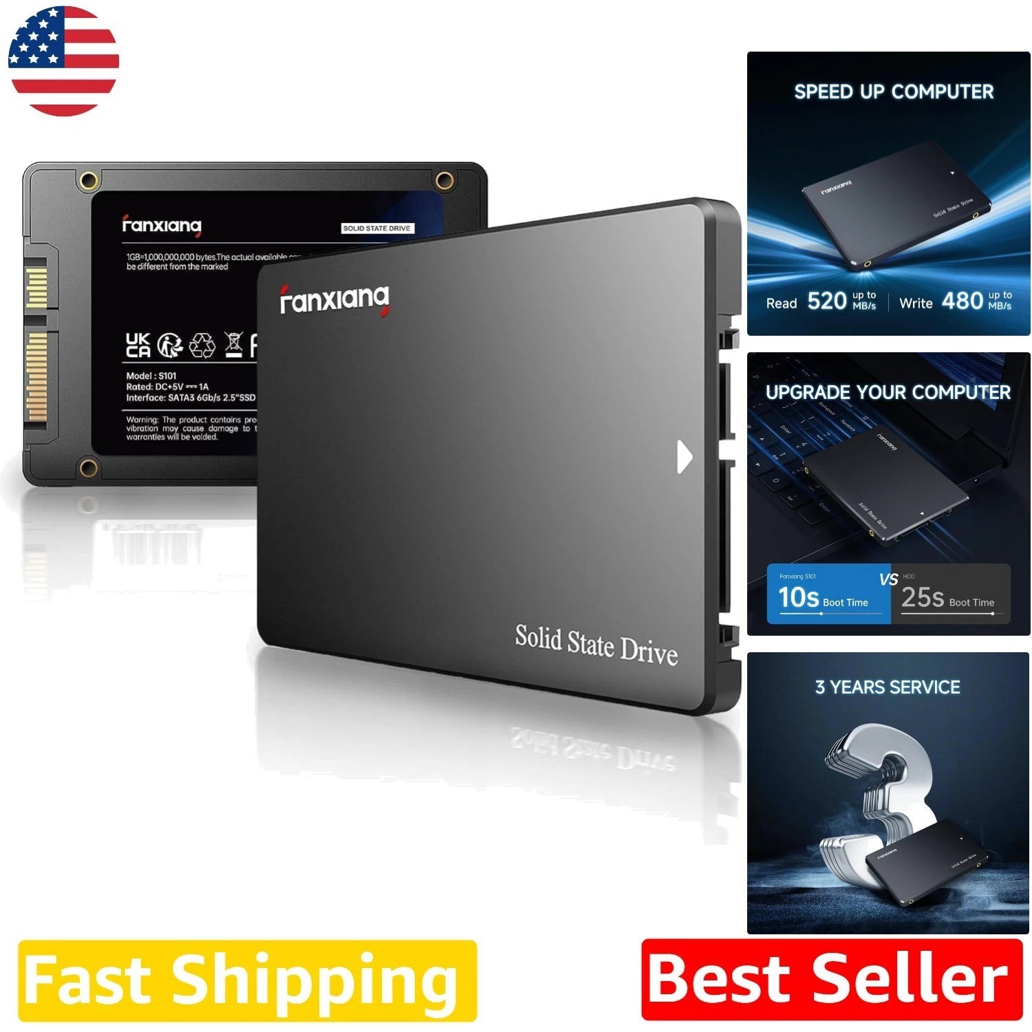 Internal SSD 1TB SATA III 2.5″ | Fast 520MB/s Read | 3D NAND | Hardware Encry…