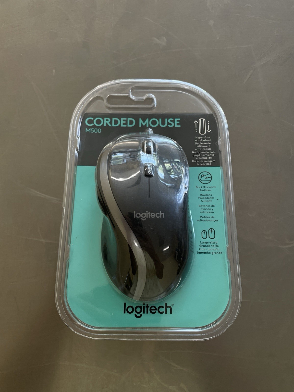 NEW Logitech M500 Corded Standard Mouse (Black) OEM Genuine NOS Factory SEALED