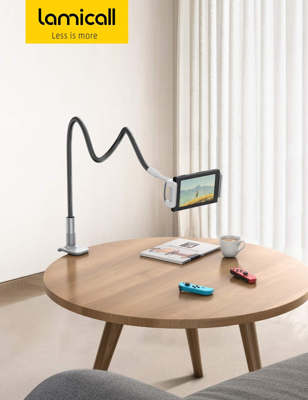 Lamicall Gooseneck Tablet Holder Mount : Flexible Arm Clip Stand Black