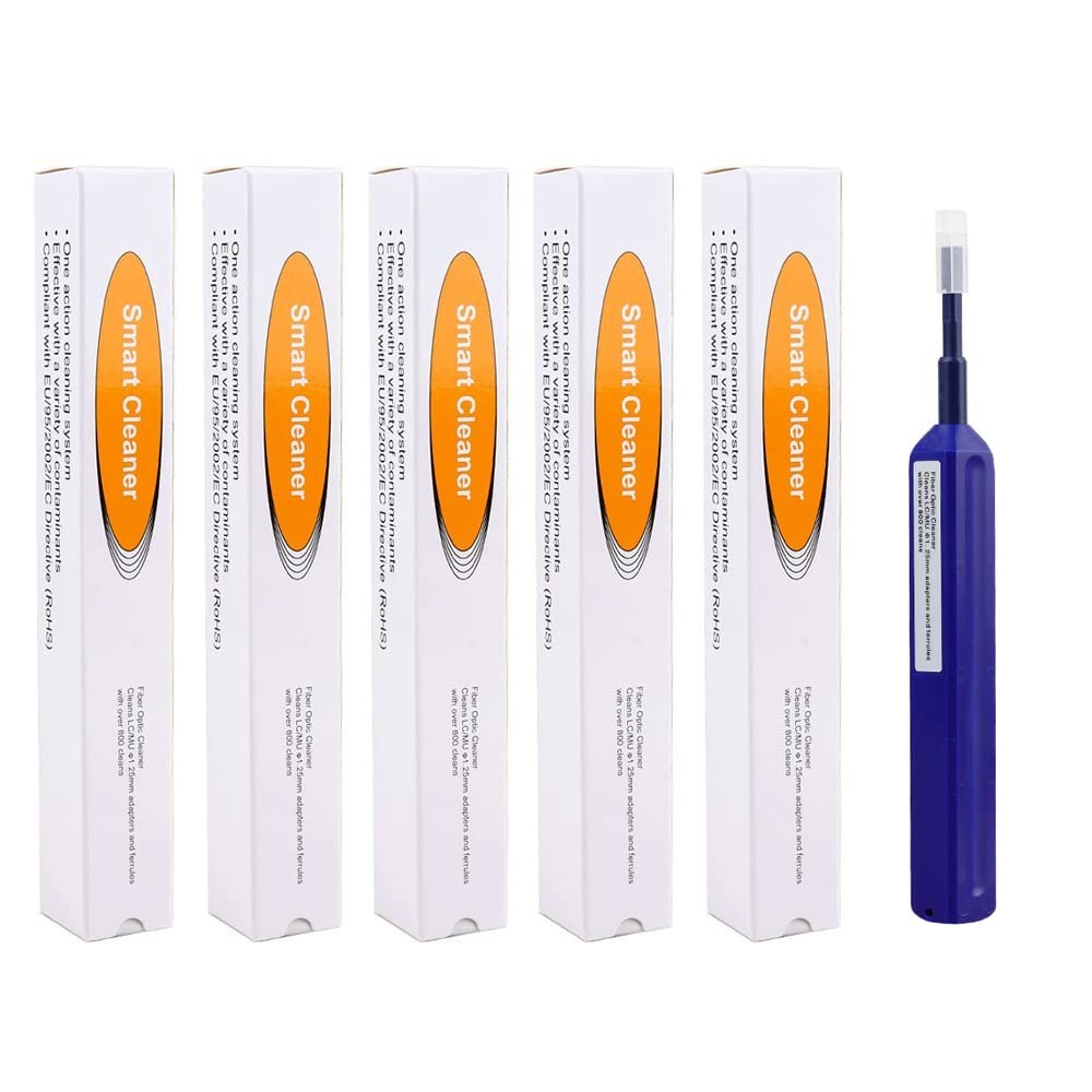 5 Pack Fiber Optic Cleaner Pen for LC MU 1.25mm Connector | 800 Cleans
