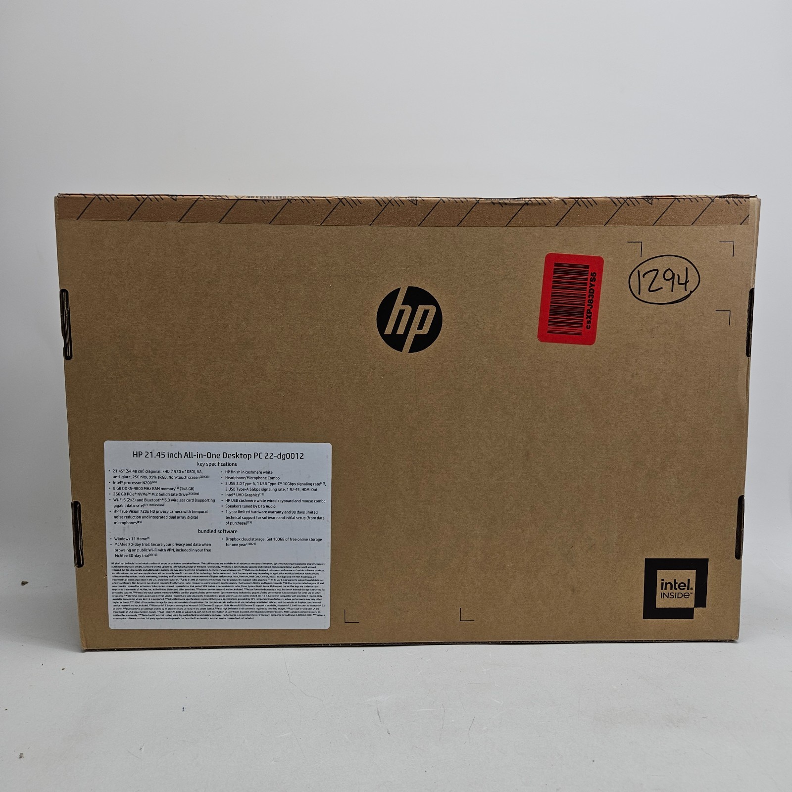 HP 21.45″ All-In-One Desktop PC, Win 11 22-dg0012 256 GB SSD, 8GB RAM, 1920×1080