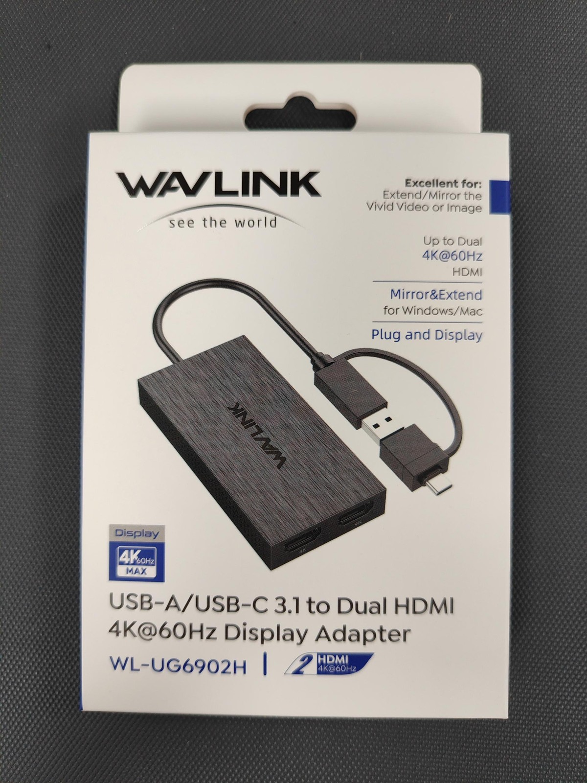 WAVLINK USB 3.0/USB C to Dual HDMI 4K@60hz Adapter Splitter Extended Displays