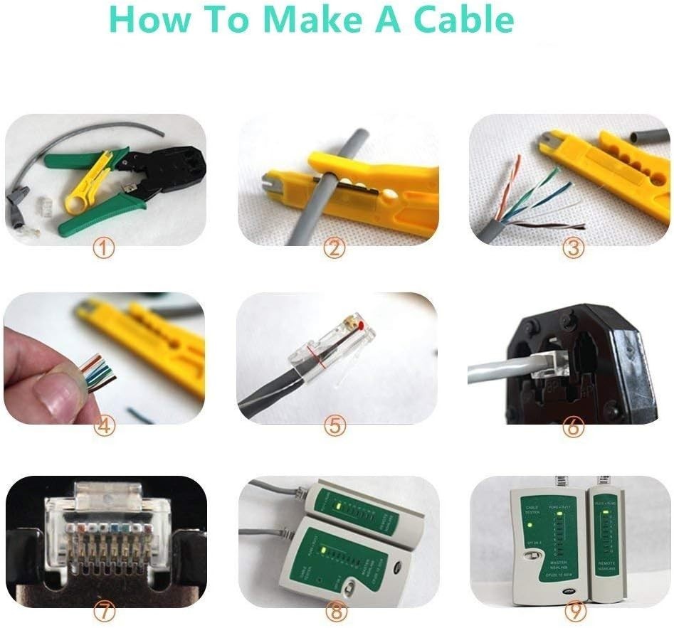 11-in-1 Network Tool Kit for Cat5 Cat6 Ethernet Crimper