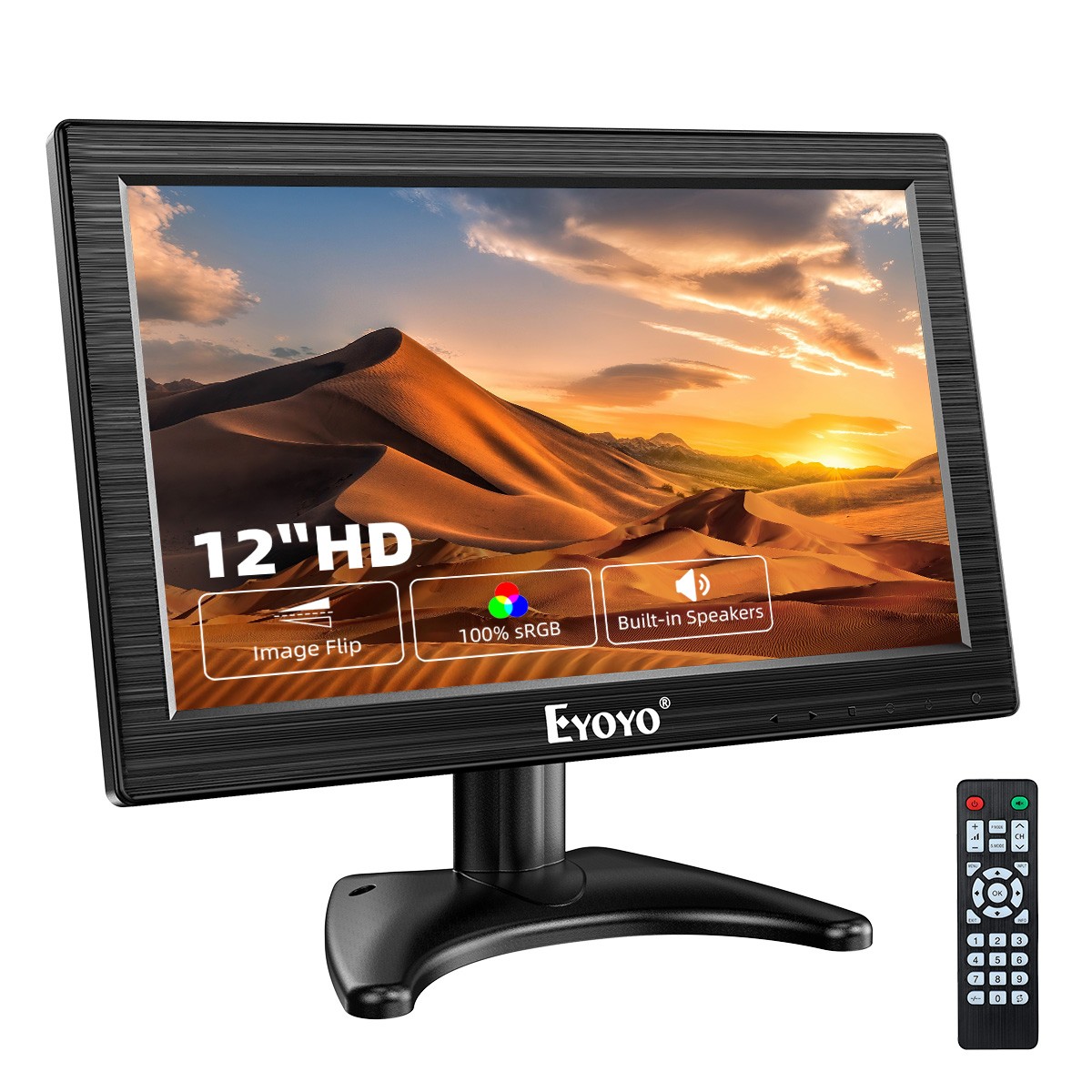 12 In LCD Security CCTV Monitor, 1366X768 16:9 Resolution Color TFT LCD Display
