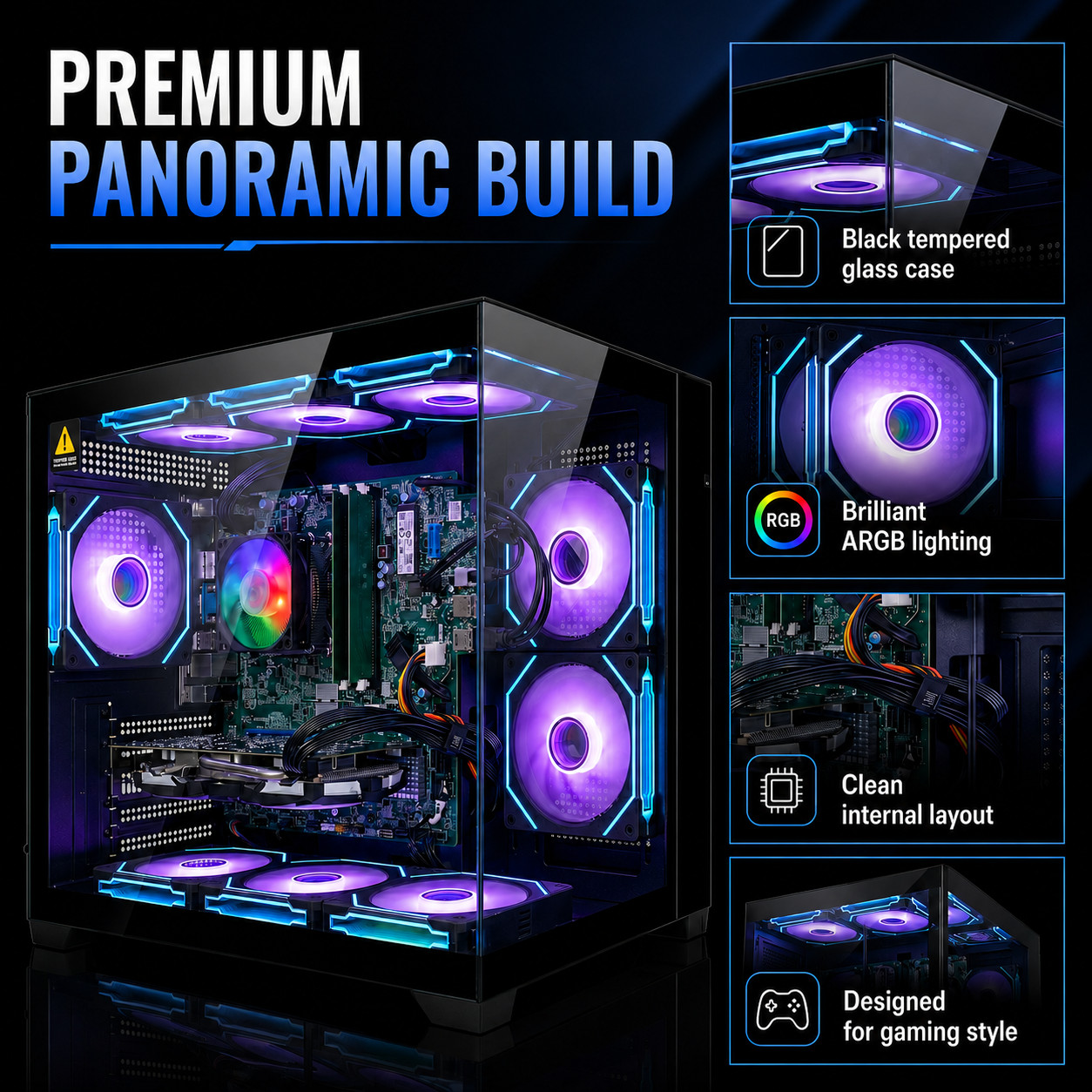 High End 3A Gaming PC RTX 5060, i9-11900F, 32GB RAM+1TB SSD, WIN11, 9×ARGB Fans