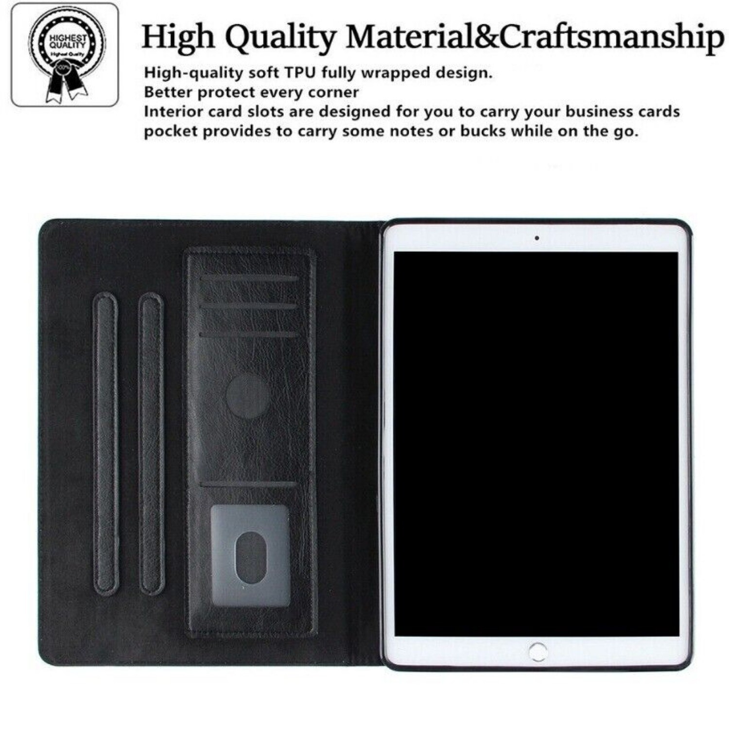 Case For iPad 7th 6th 5th Gen Mini 4 5 Air 11 2024 (M2) Leather Stand Flip Cover