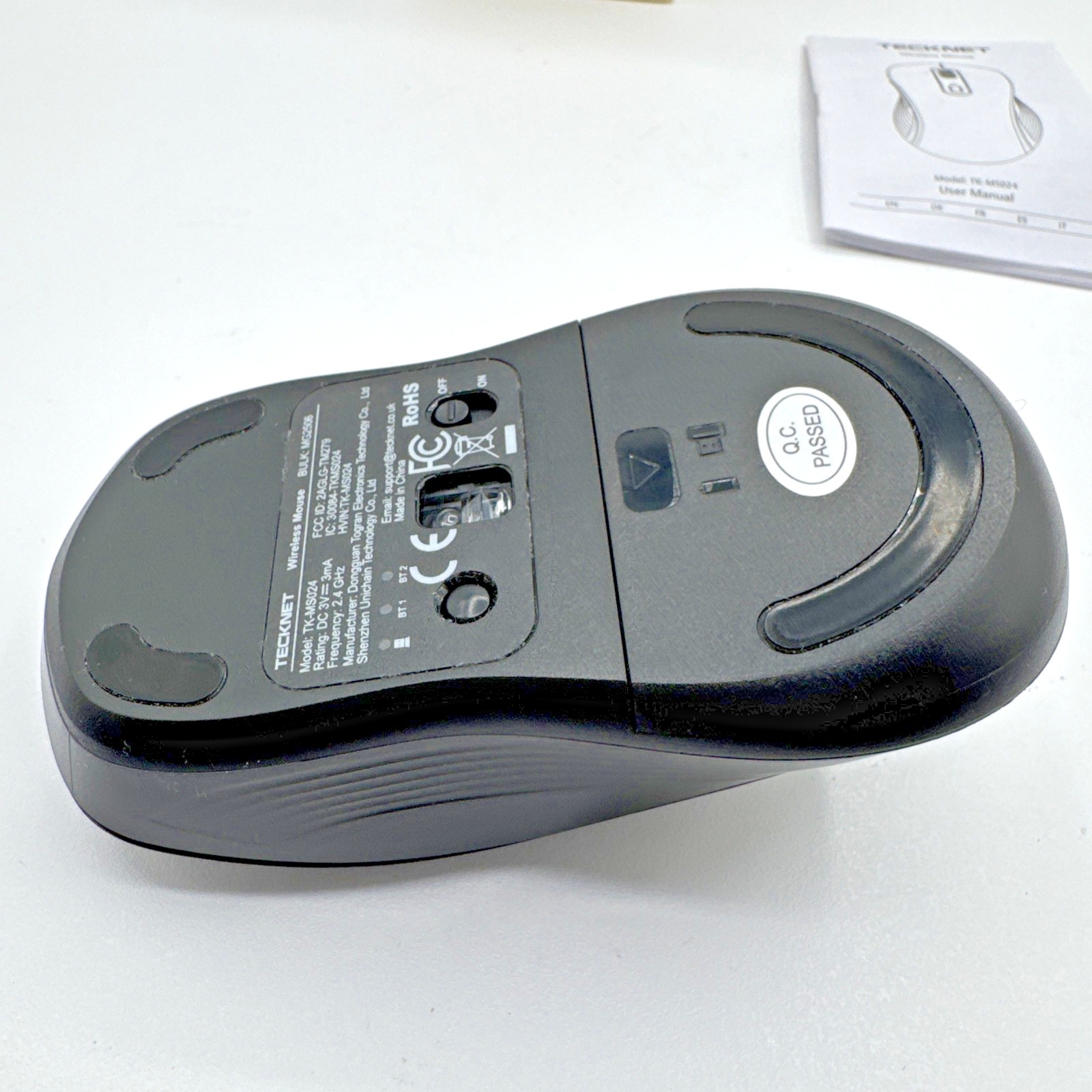 TECKNET Tri-Mode Bluetooth Wireless Mouse 4800 DPI Silent 6-Button 2.4GHz Gray