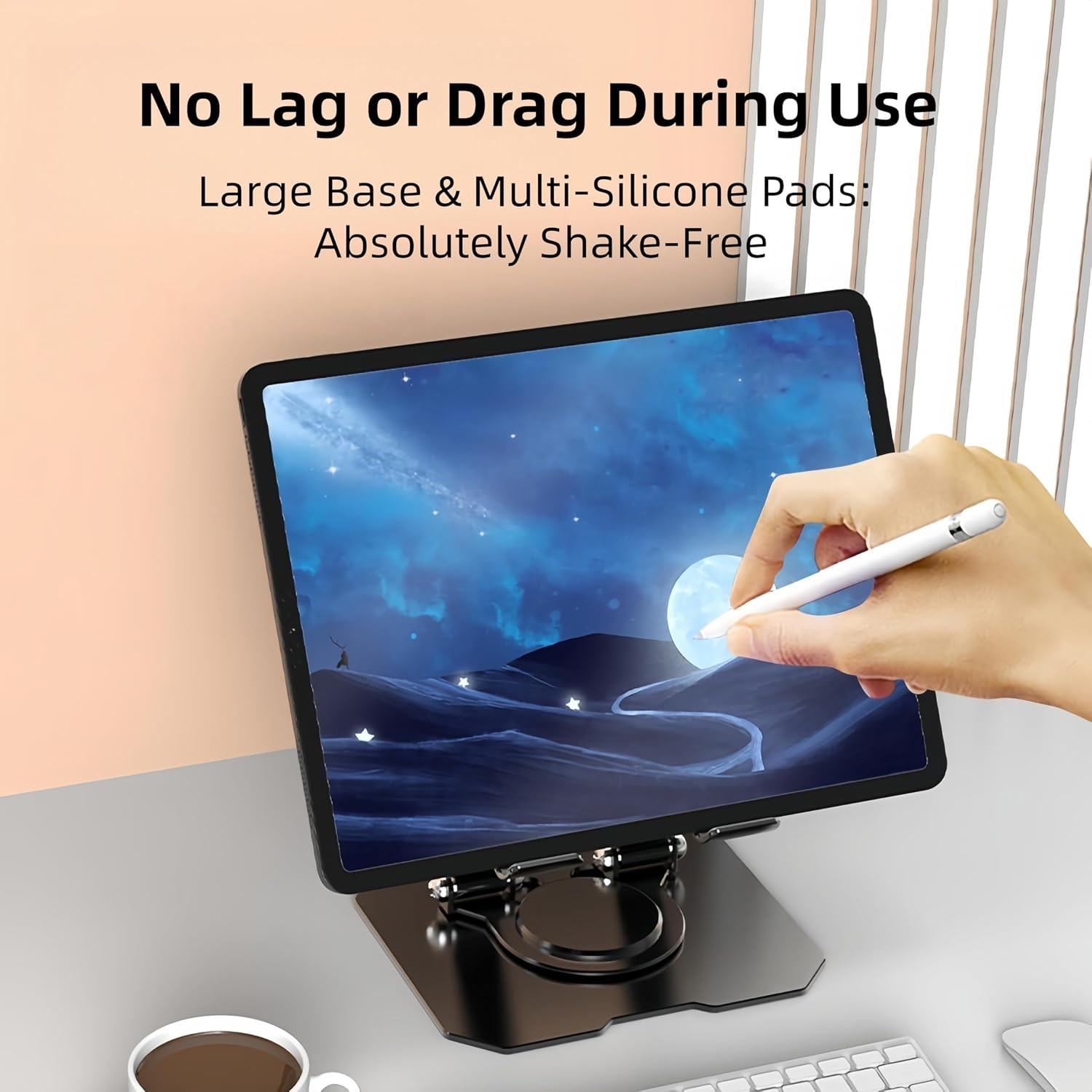 360° Rotatable Metal Tablet Stand, Adjustable Folding Desktop Stand for iPad/…