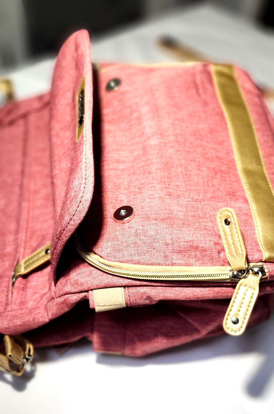 NEW Women’s Laptop Backpack 15.6″ Travel Bag USB Port Pink Gold TSA