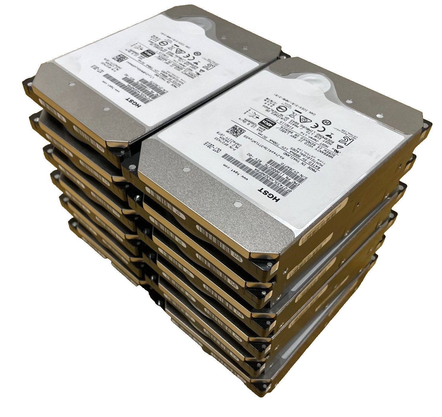 LOT OF 10 Dell HGST 10TB SAS 12Gb/s 7.2K 3.5″ H5H72101CLAR10T0 A ≤50K