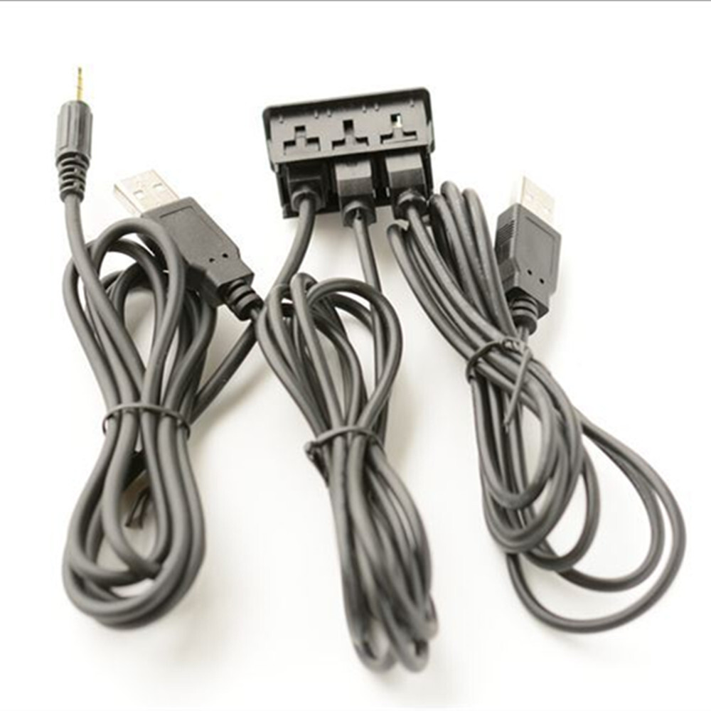 Dual USB Port Dash AUX Flush Panel Mount Extension Cable Adapter For Car Truck