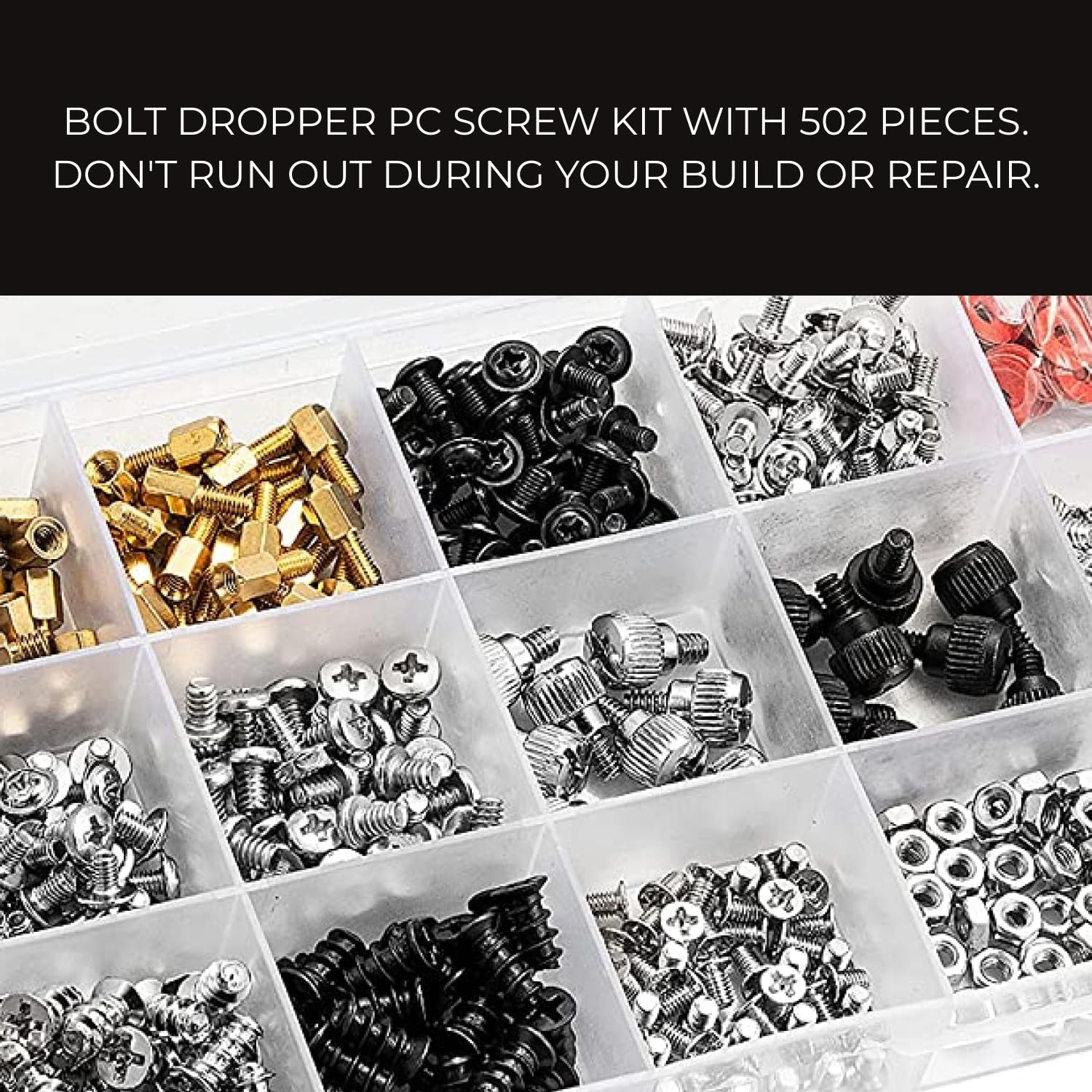 Bolt Dropper Standard, Imperial, and Metric, Metallic, Red, Brass & Black