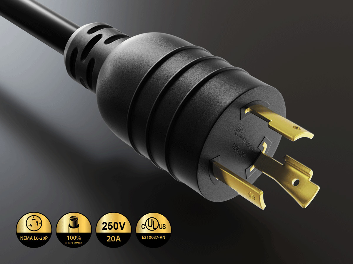 15ft NEMA L6-20P to C19 Heavy-Duty Locking Power Cord 12 AWG 20A/250V SJT Hig…