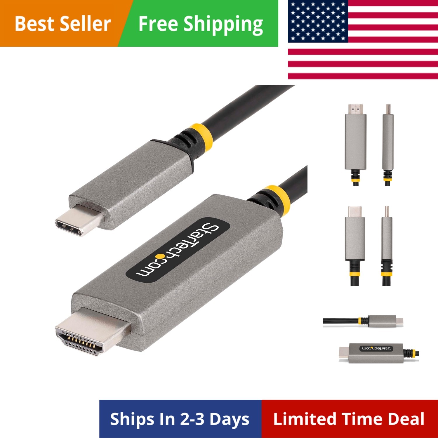6ft 2m USB-C to HDMI Adapter Cable, 8K 60Hz, 4K 144Hz, , USB Type-C to HDMI 2…