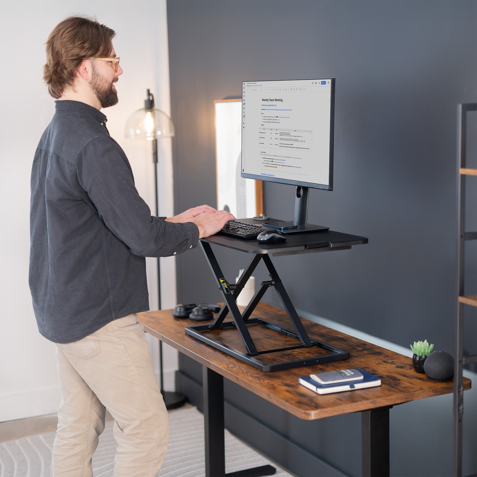 VIVO Economy Height Adjustable 29″ Standing Desk Sit Stand Desktop Monitor Riser