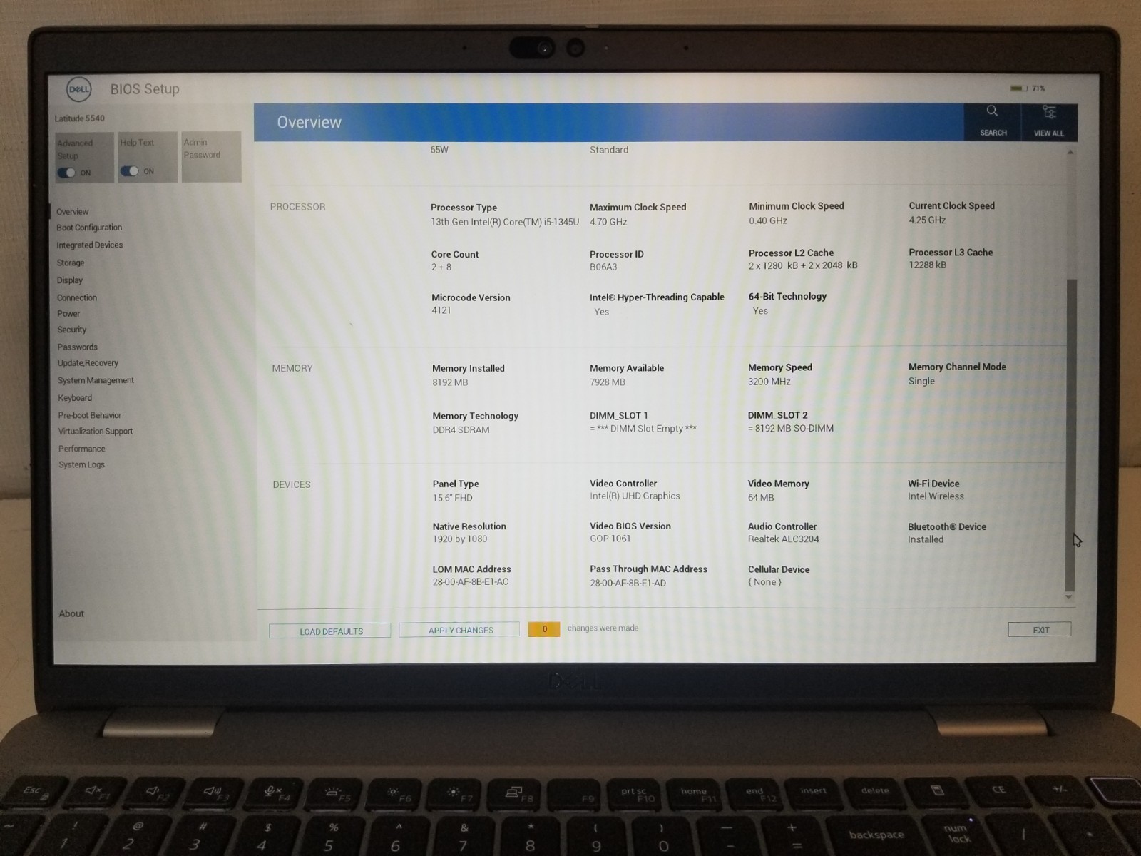 Dell Latitude 5540 / Intel Core i5-1345U 4.35GHz / 8GB RAM / NO SSD/OS