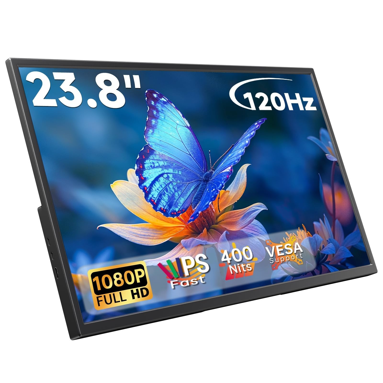 23.8in Portable Monitor 120Hz FHD IPS USB-C HDMI VESA Travel Display