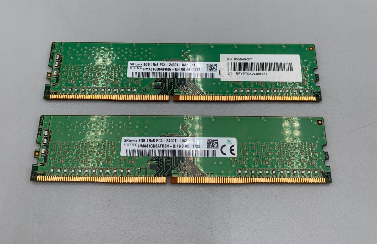 Lot Of 2 SK Hynix DDR4 8GB (2 x 8GB = 16GB) PC4 2400MHz RAM Memory Green B/Big