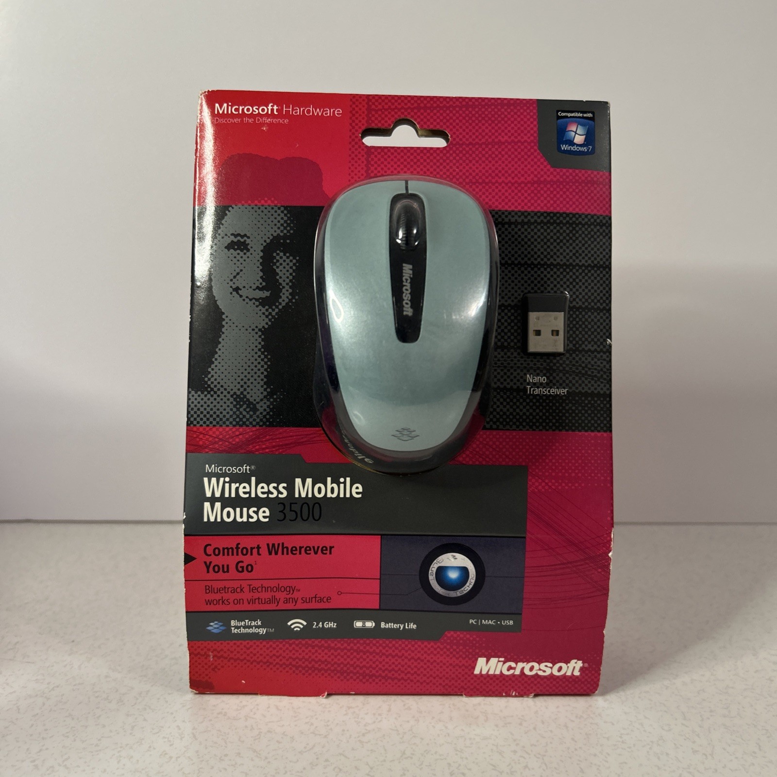 Microsoft Wireless Mobile Mouse 3500 BlueTrack Tech USB Nano – New Sealed