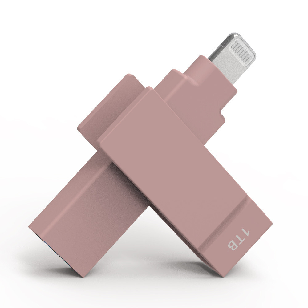 iXflash MFi 1 TB Lightning USB-A Apple iPhone iPad Flash Drive Photo Stick Pink