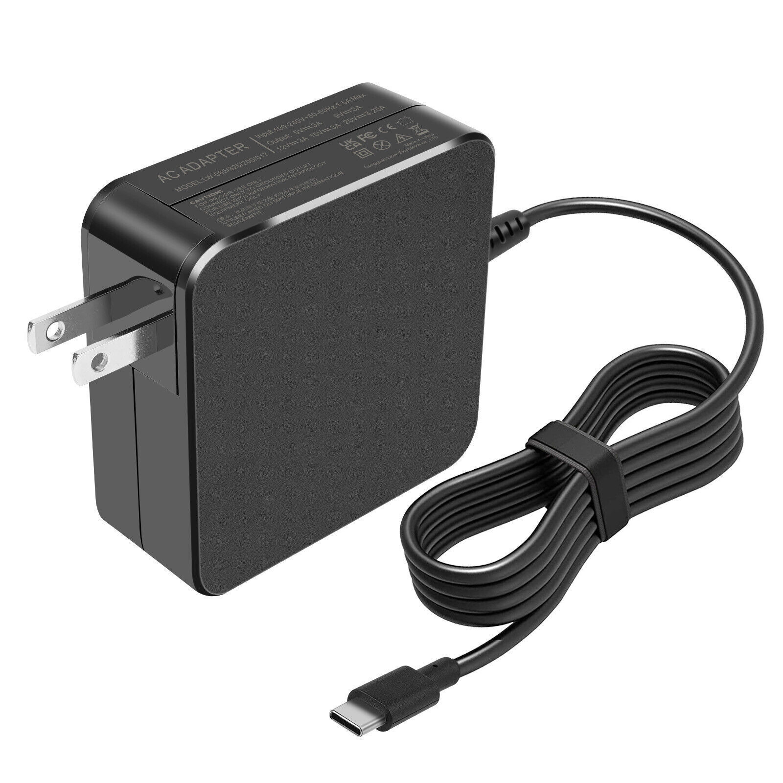 USB-C Type C Charger for Laptop Chromebook Tablet Phone 65W Universal AC Adapter