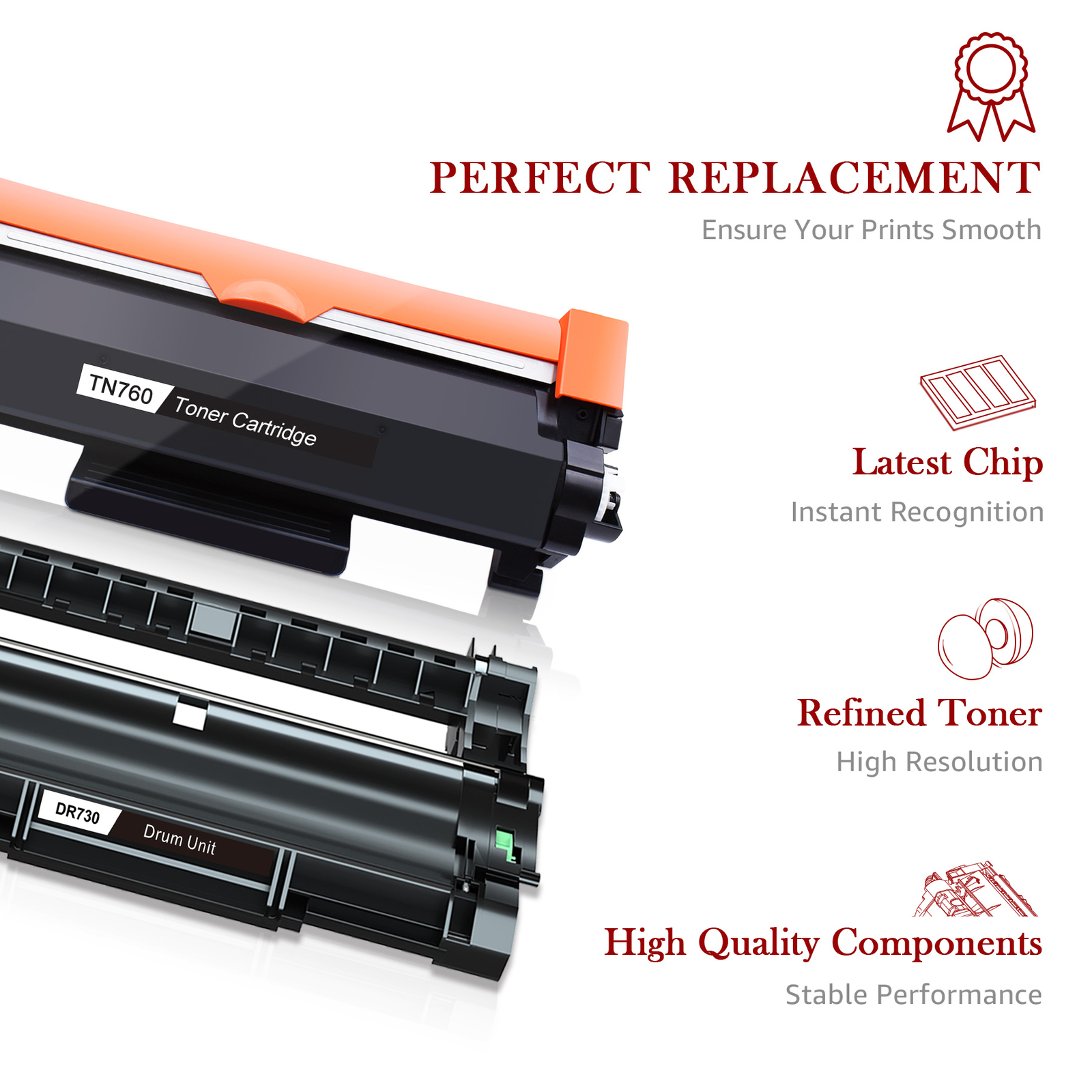 TN-760 Toner DR730 Drum Compatible for Brother HL-L2395DW DCP-L2550DW TN760 lot