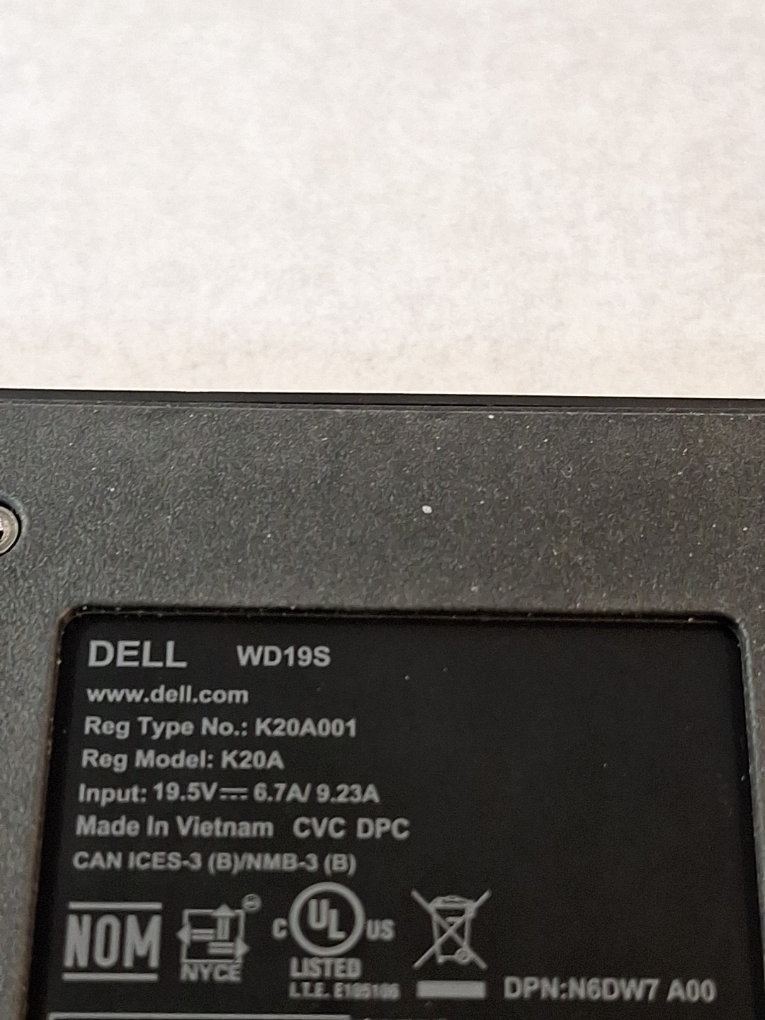 Dell Docking Station One Size Black Fair WD19s Parts Repair No Power Gear