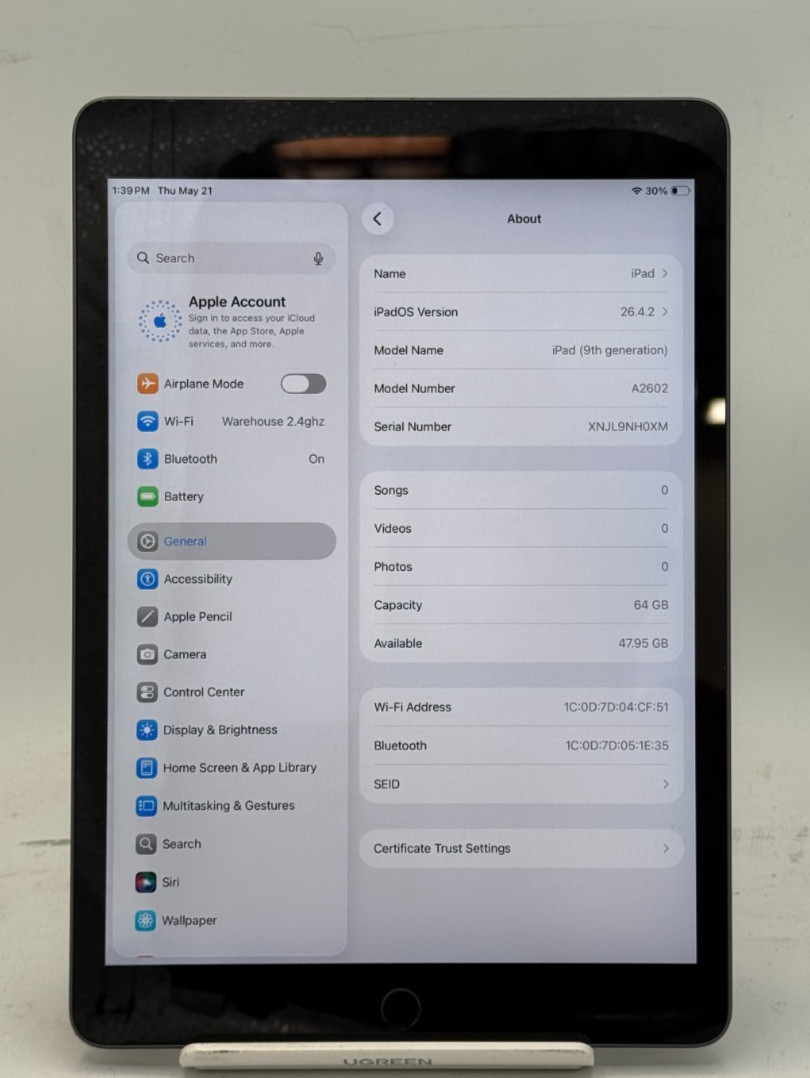 Apple ipad 9th Generation A2602 (MK2K3LL/A) 64GB