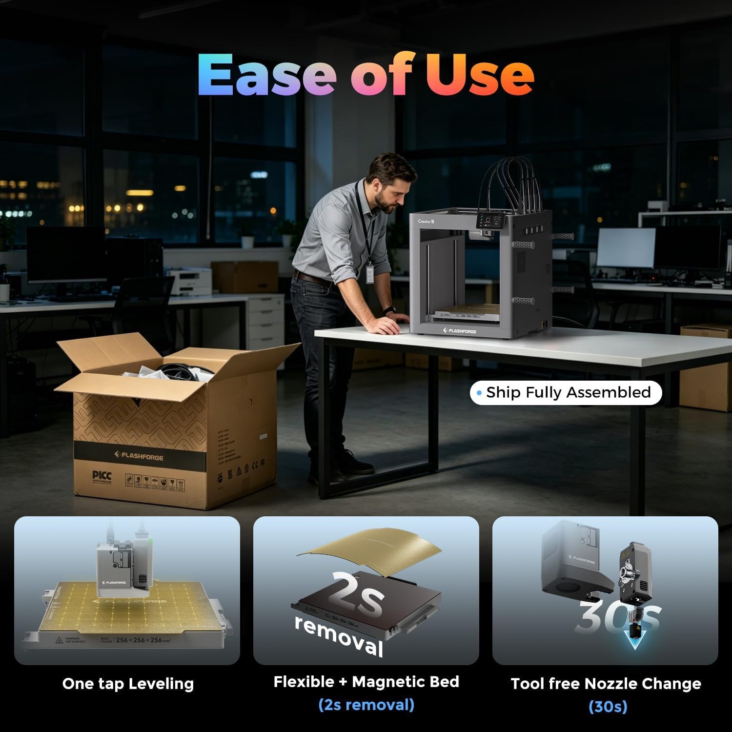 FLASHFORGE Creator 5 3D Printer 4-Independent-Extruder No-Waste Printing 600mm/s