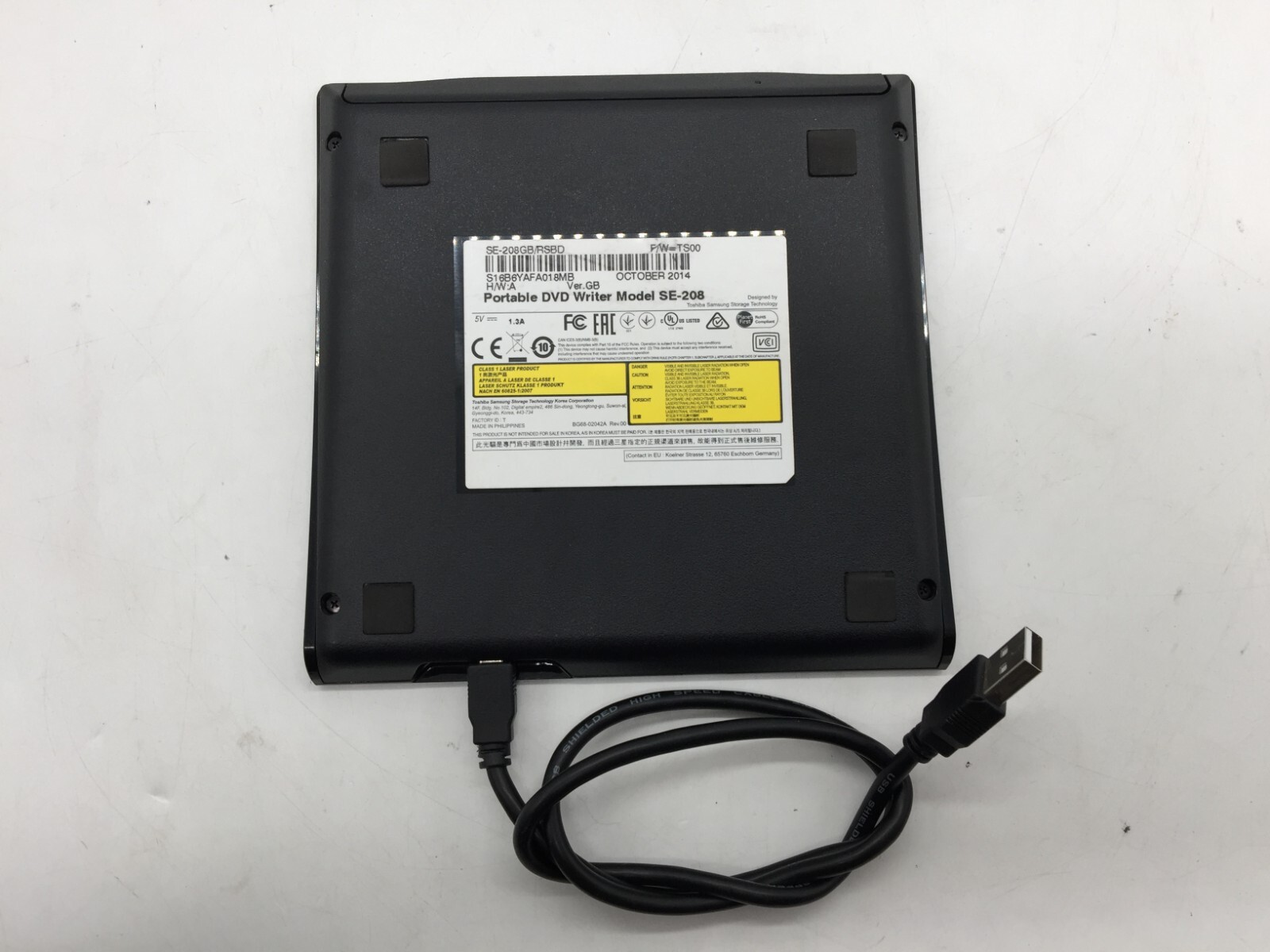 Samsung USB Ultra Slim Portable External DVD Writer SE-208 w/ Cable FREE S/H