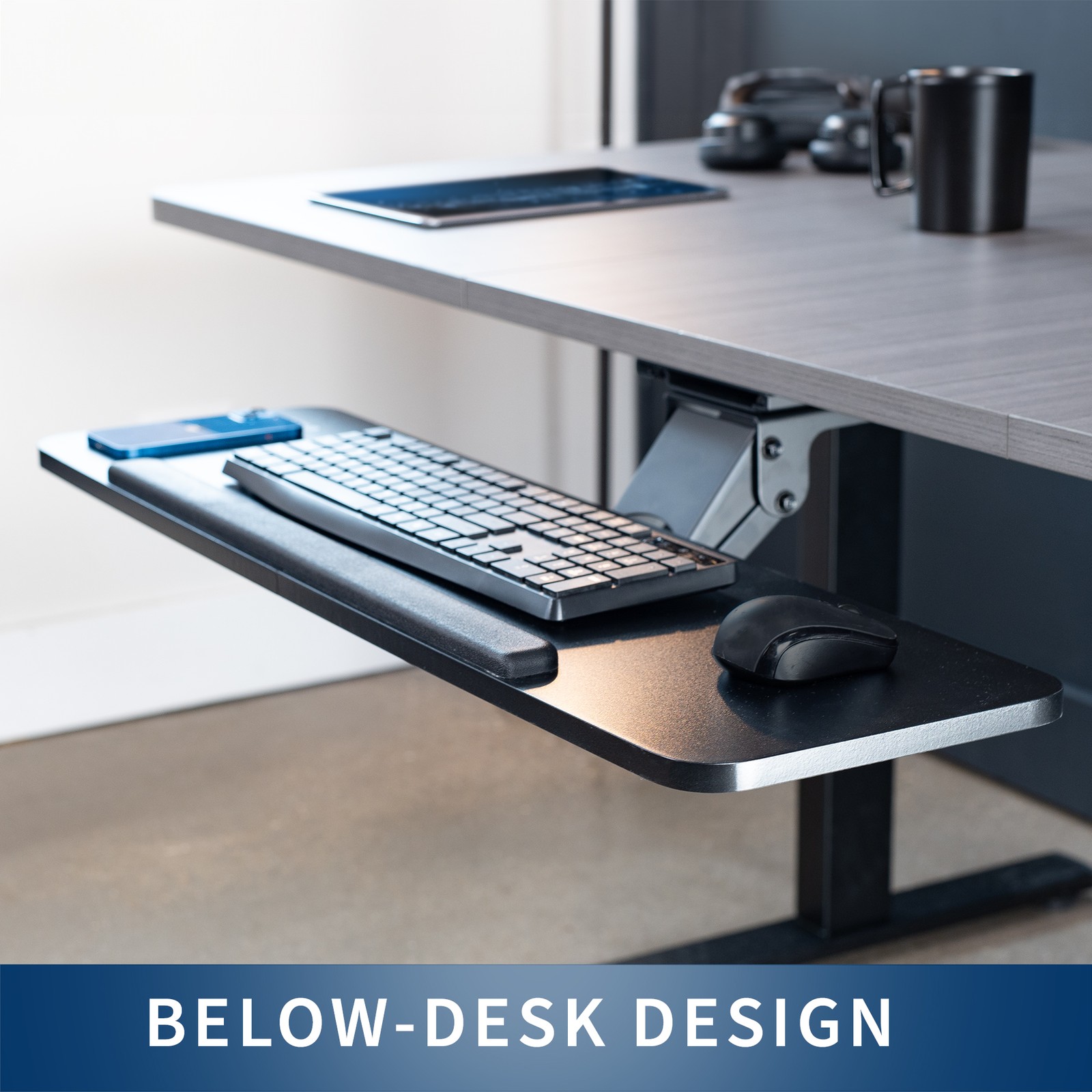VIVO Adjustable 34″ Computer Keyboard & Mouse Platform Tray Under Desk Mount