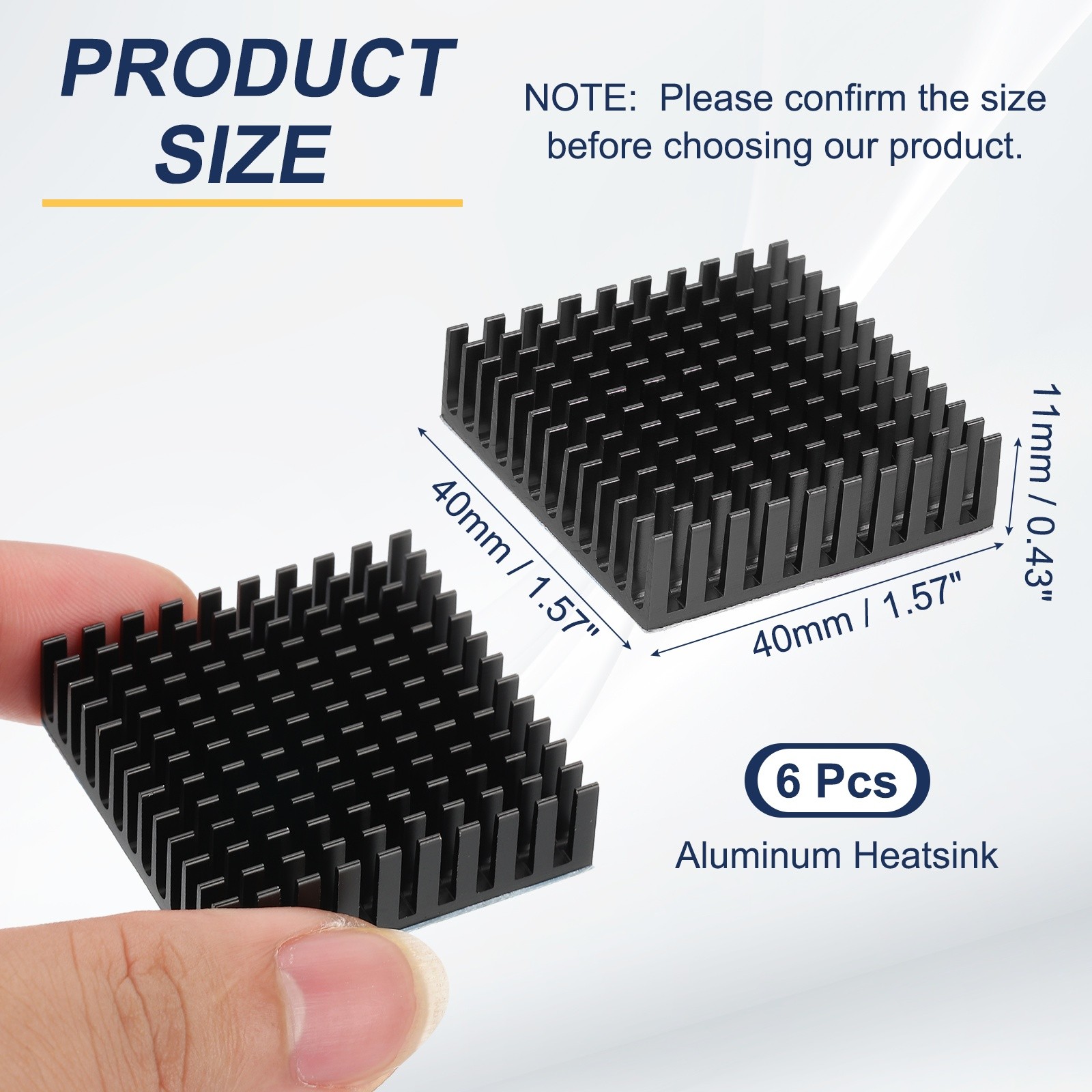 6 Pcs Heatsink 40x40x11mm Aluminum Heat Sink with Thermal Blue Sticker Black