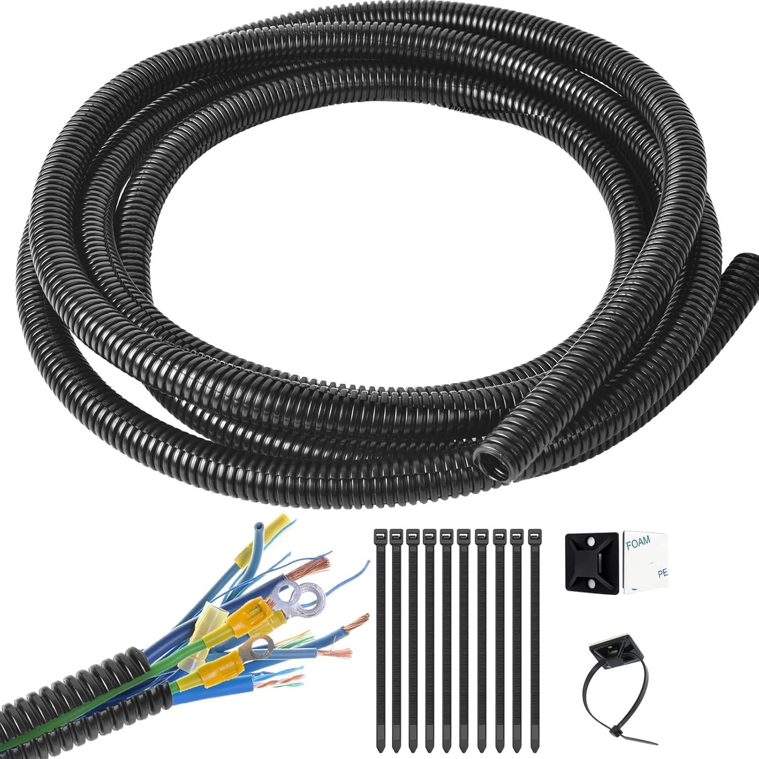 1/2in Split Wire Loom Tubing 10ft Cord Protector