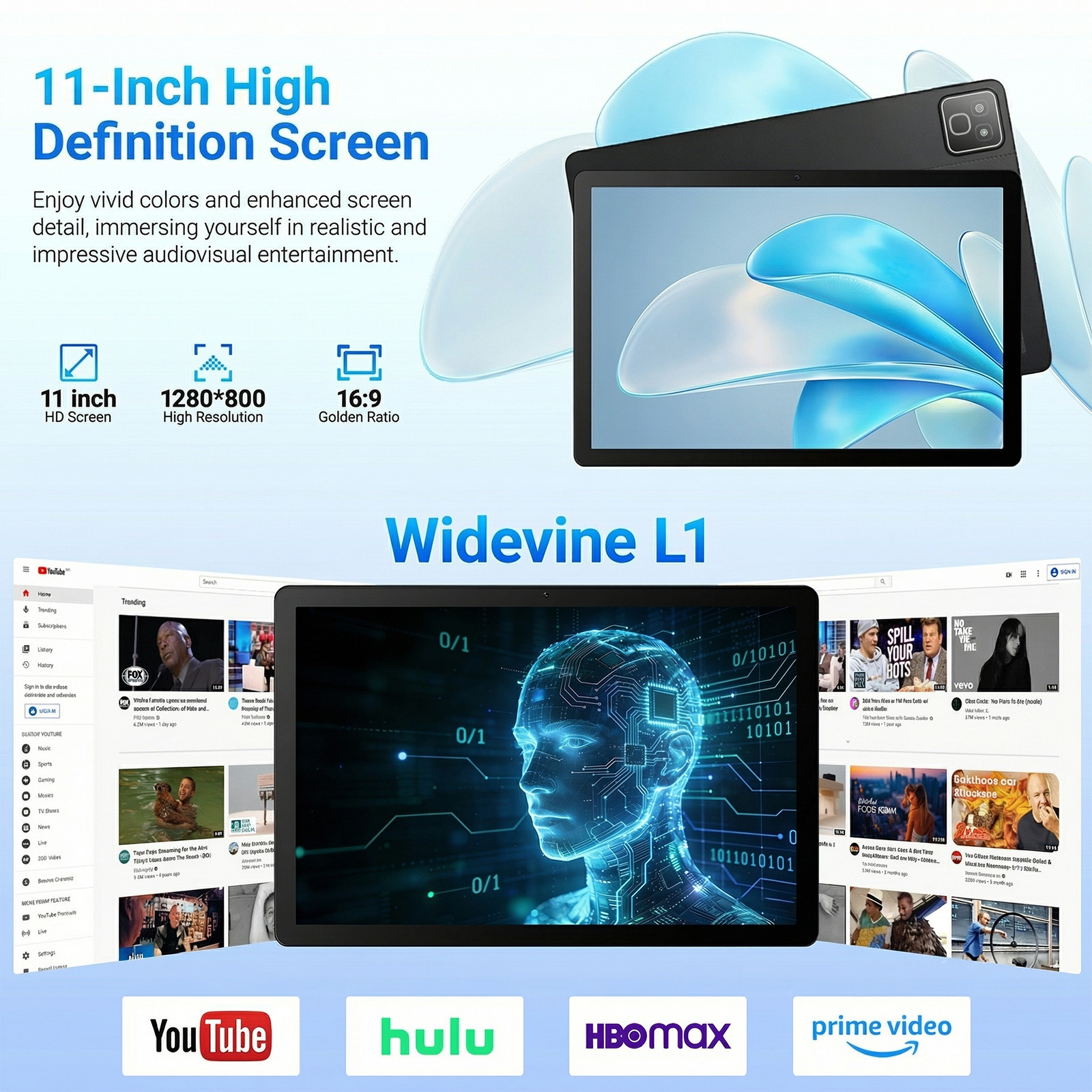 Tablet 11 Inch Android 16 28GB 256GB ROM (TF 1TB) with Octa-Core 7800mAh Touch