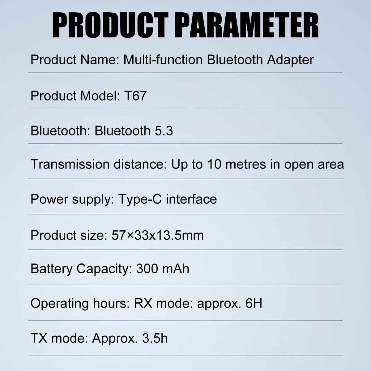 Wireless Bluetooth 5.3 Transmitter Receiver 2-in-1 Adapter Audio 3.5mm Jack Aux^