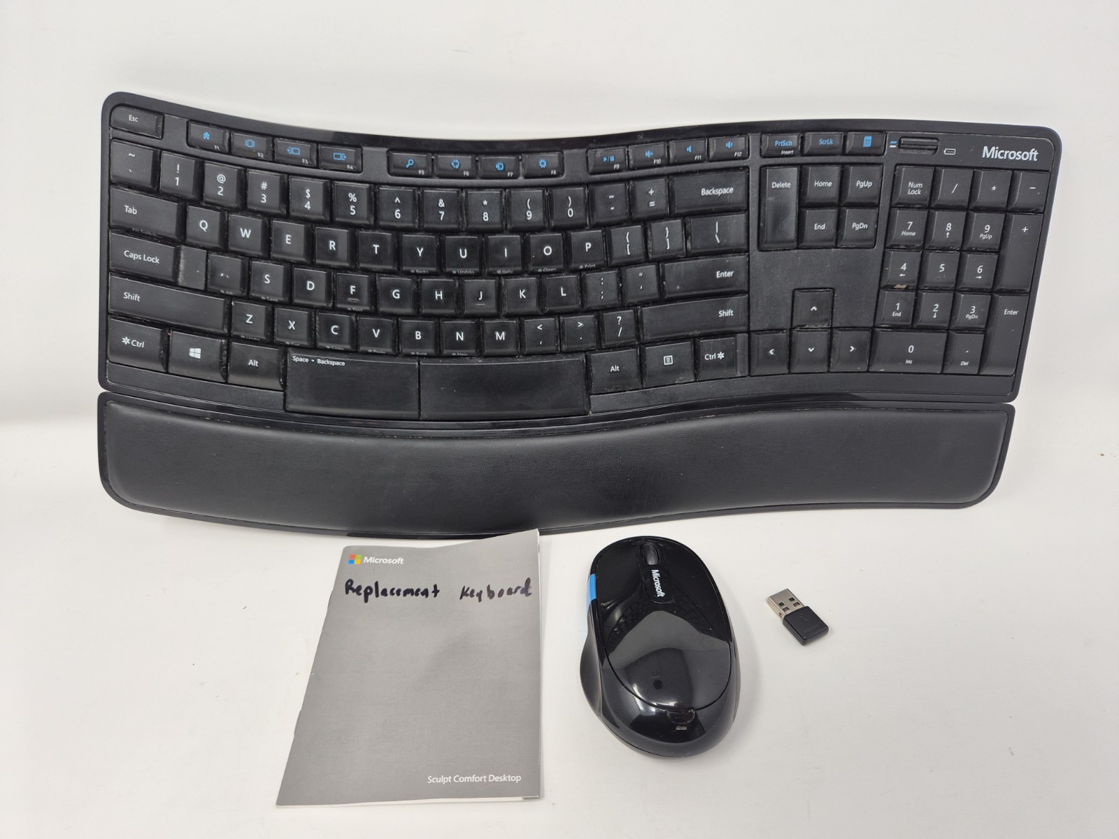 Microsoft Sculpt Comfort Wireless Keyboard + Mouse w/ USB Dongle Tested Working