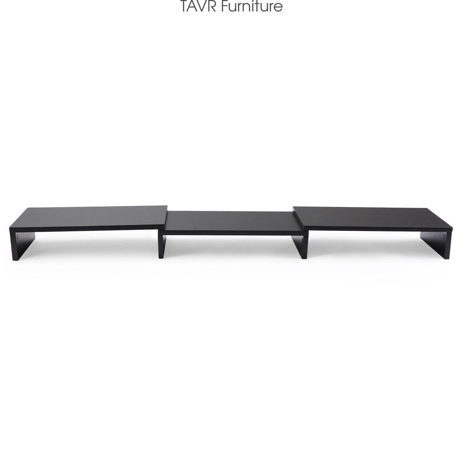 Wooden Dual Monitor Stand Risers with Length and Angle Adjustable 3 Shelf