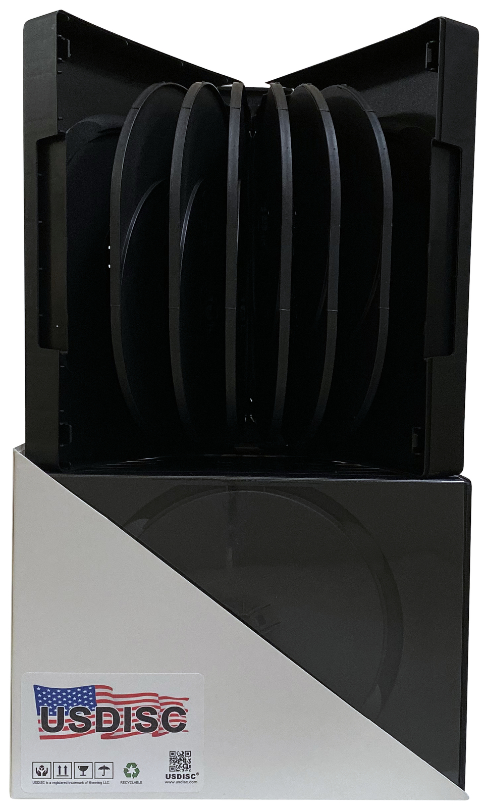 USDISC DVD Cases Chubby 45mm Economy, Quattuordecuple 14 Disc (Black) Lot
