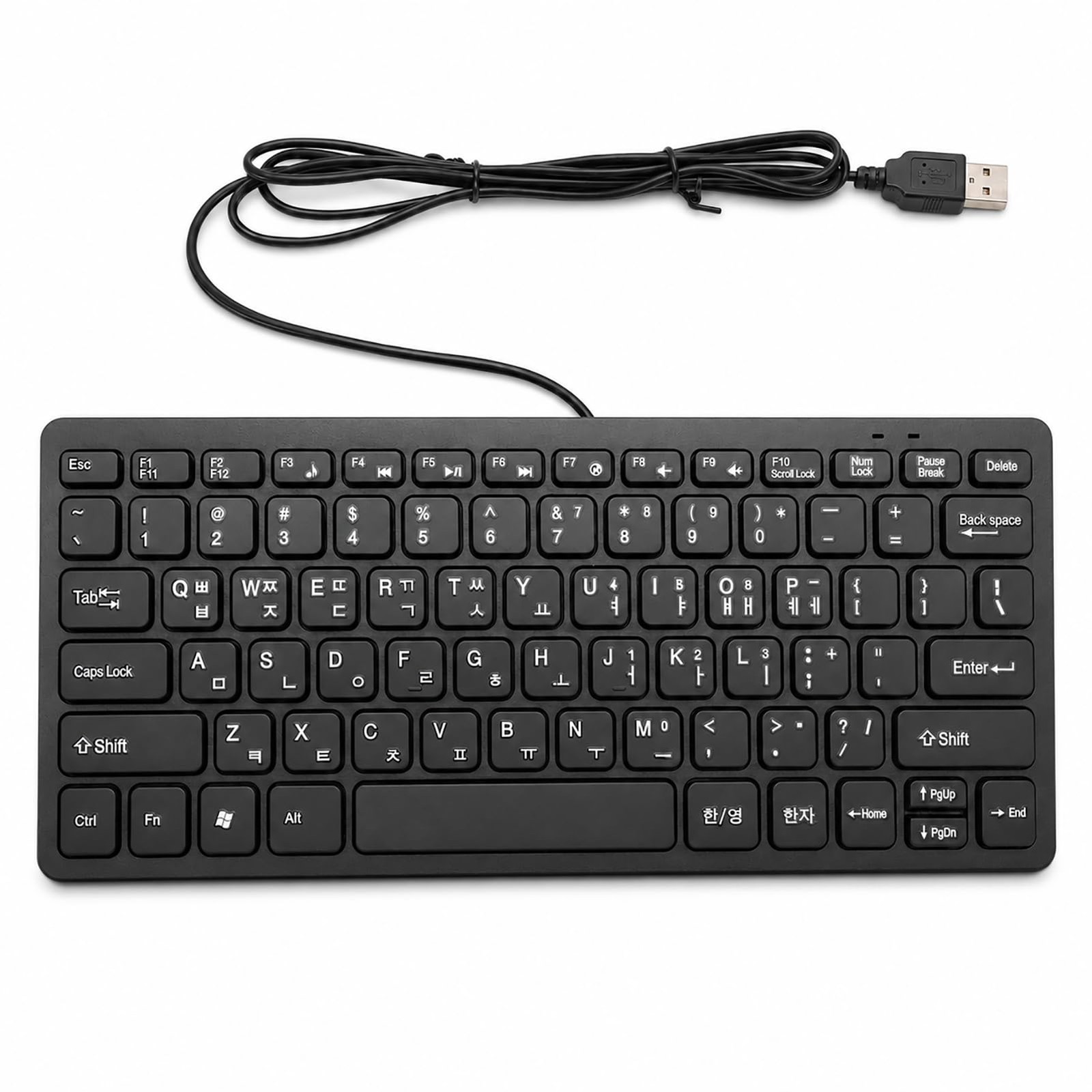 Wired Korean Keyboard, 78 Keys Spill Proof Slim Hangul Layout Keyboard, USB P…