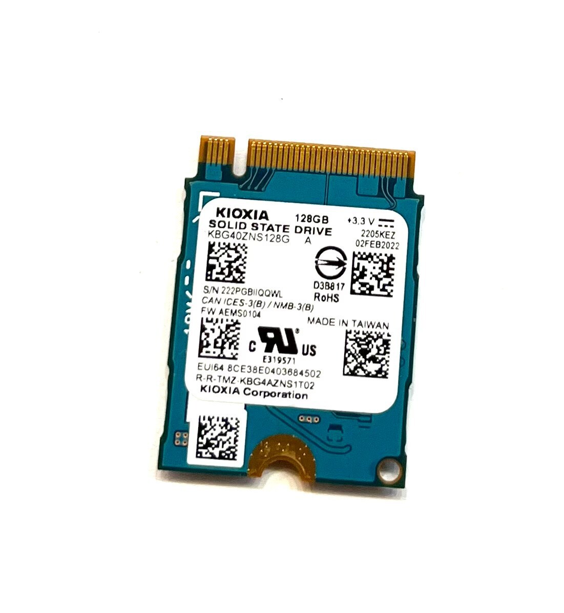 Kioxia BG4 Toshiba 128GB PCIe NVMe SSD Solid State Drive KBG40ZNS128G 2230 OEM